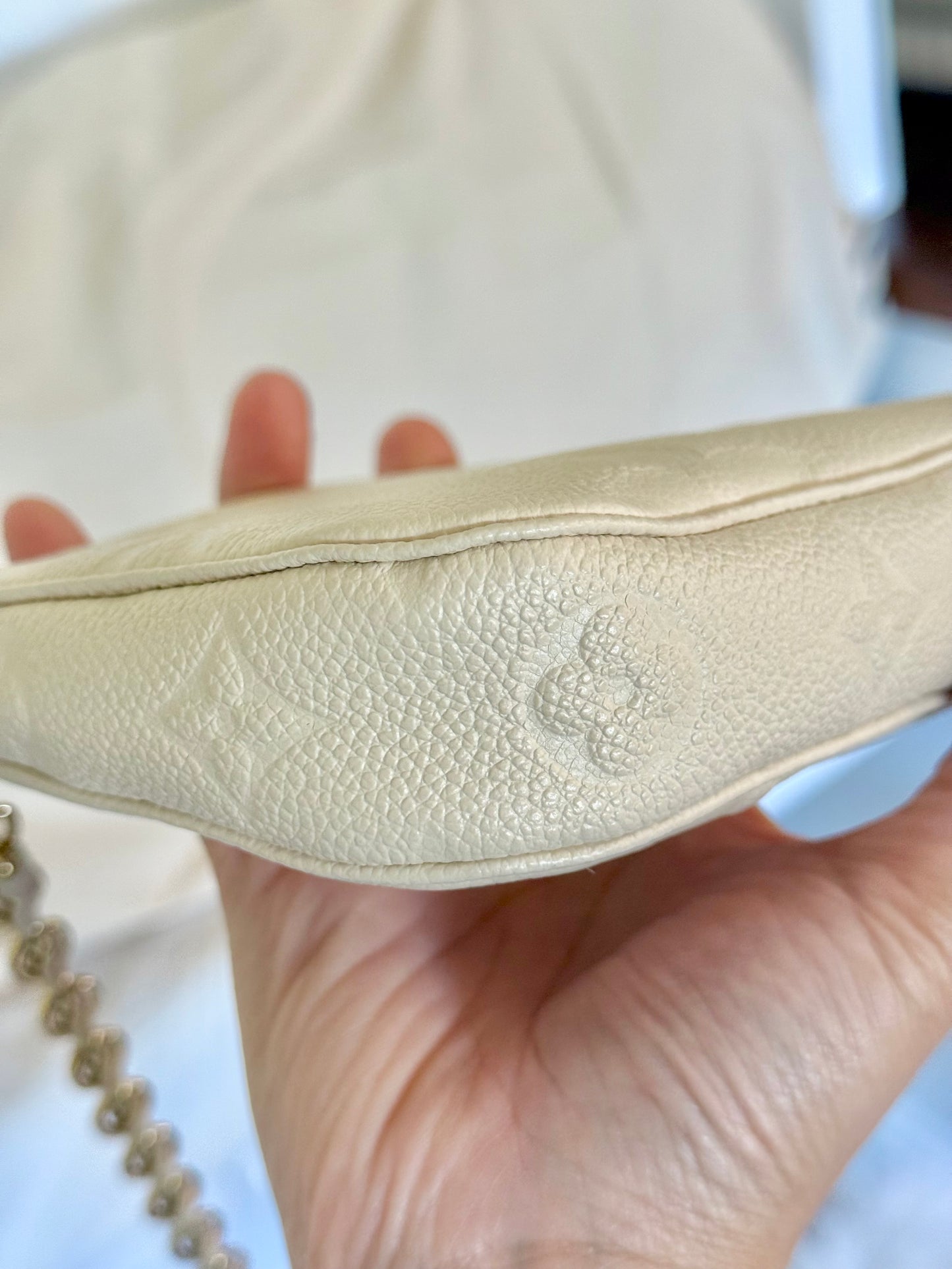 Louis Vuitton Small Pochette Giant Empreinte Cream from MPA