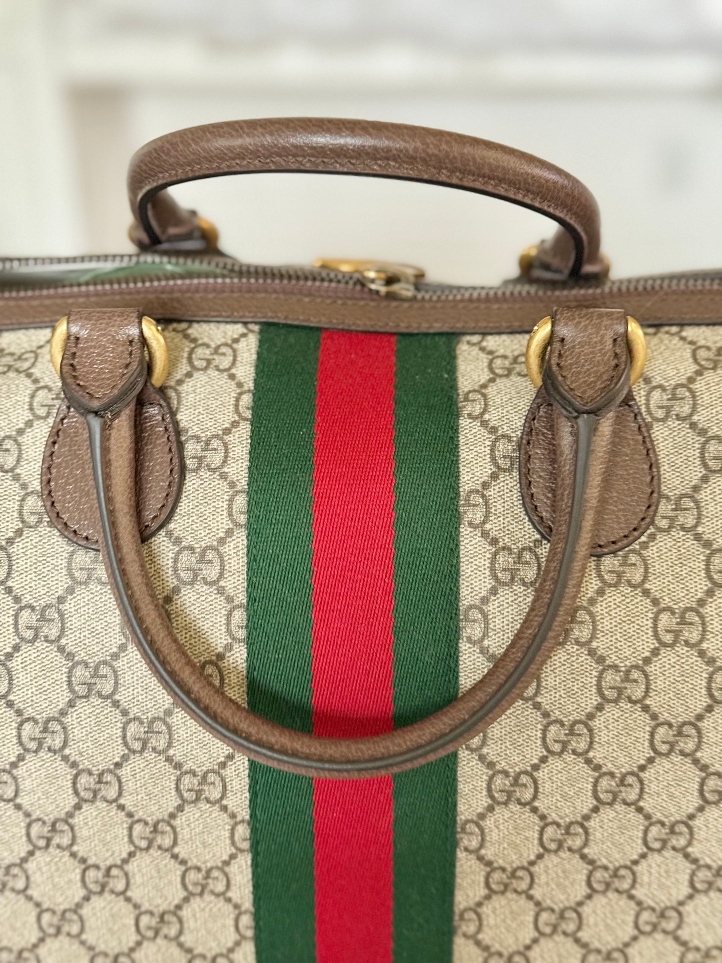 Gucci Ophidia GG Carry-On Supreme Beige Canvas Duffel/Luggage