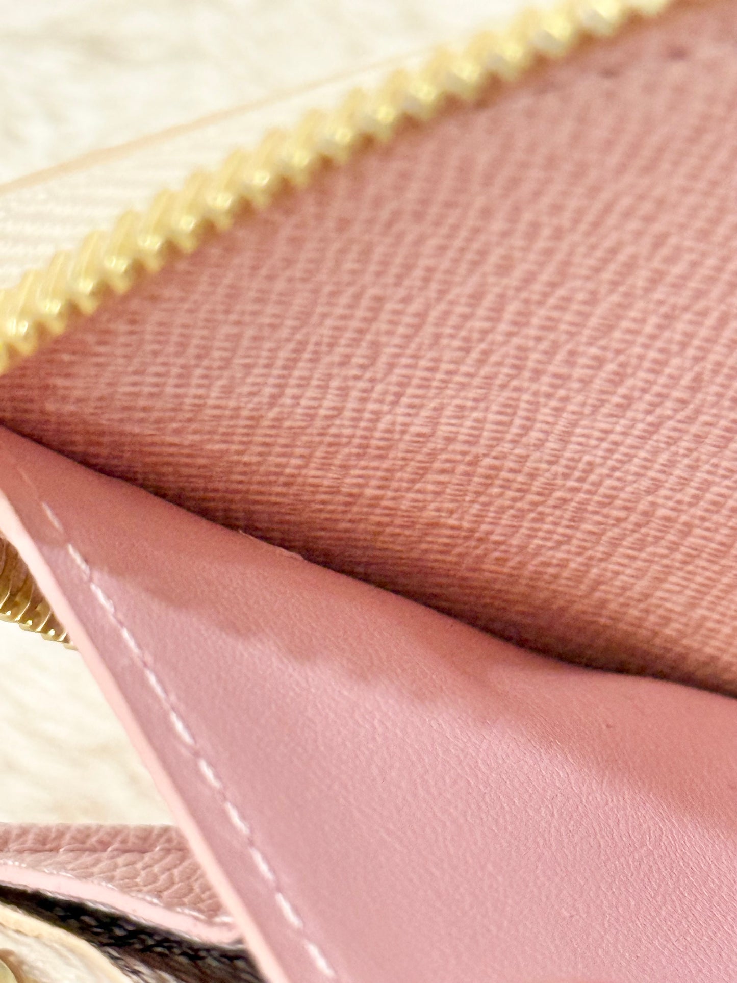 Louis Vuitton Clemence Damier Azur Rose Ballerine Wallet