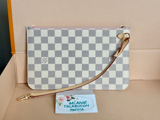 Louis Vuitton Neverfull MM/GM Damier Azur Rose Ballerine Pouch