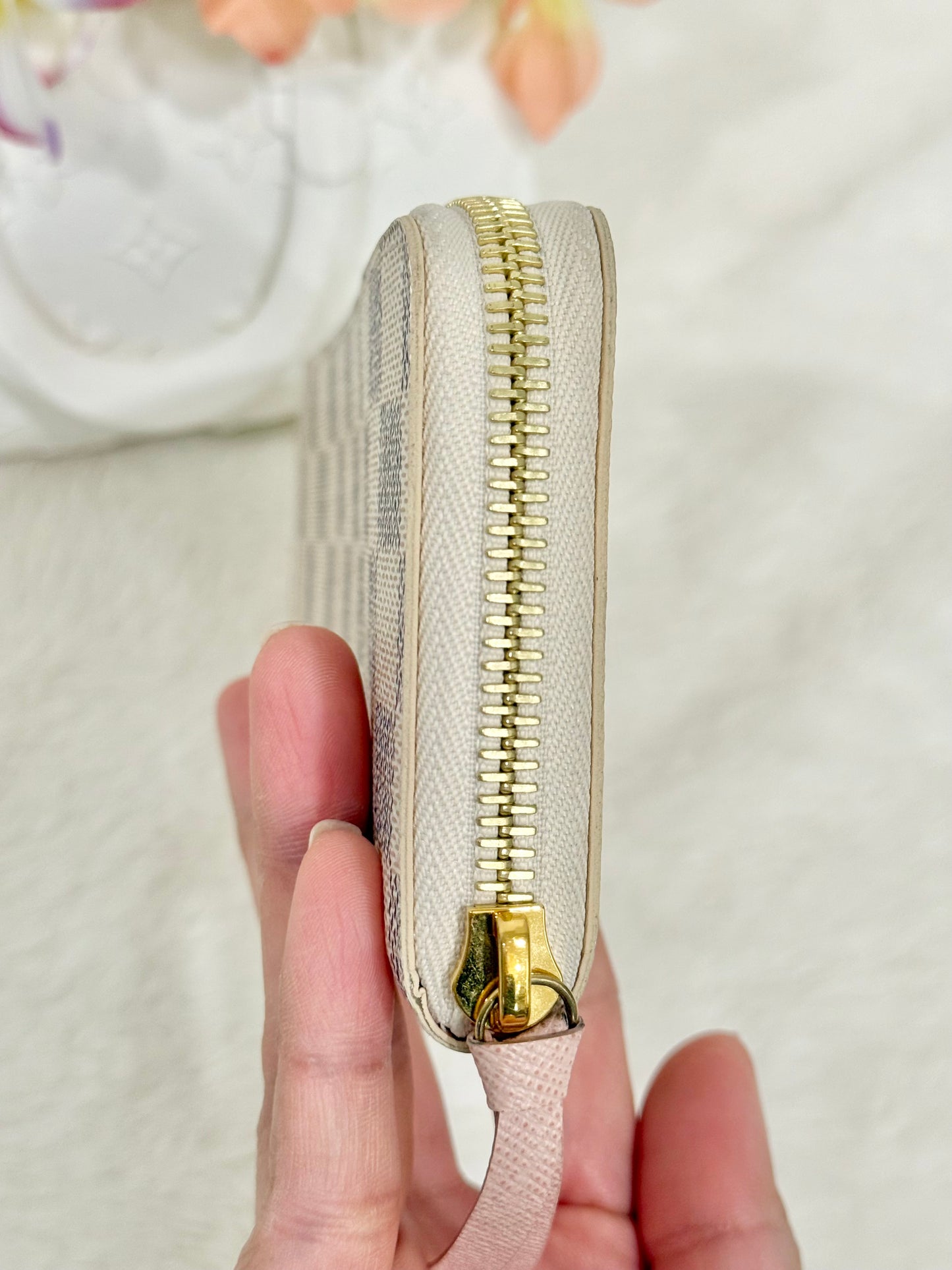Louis Vuitton Clemence Damier Azur Rose Ballerine Wallet
