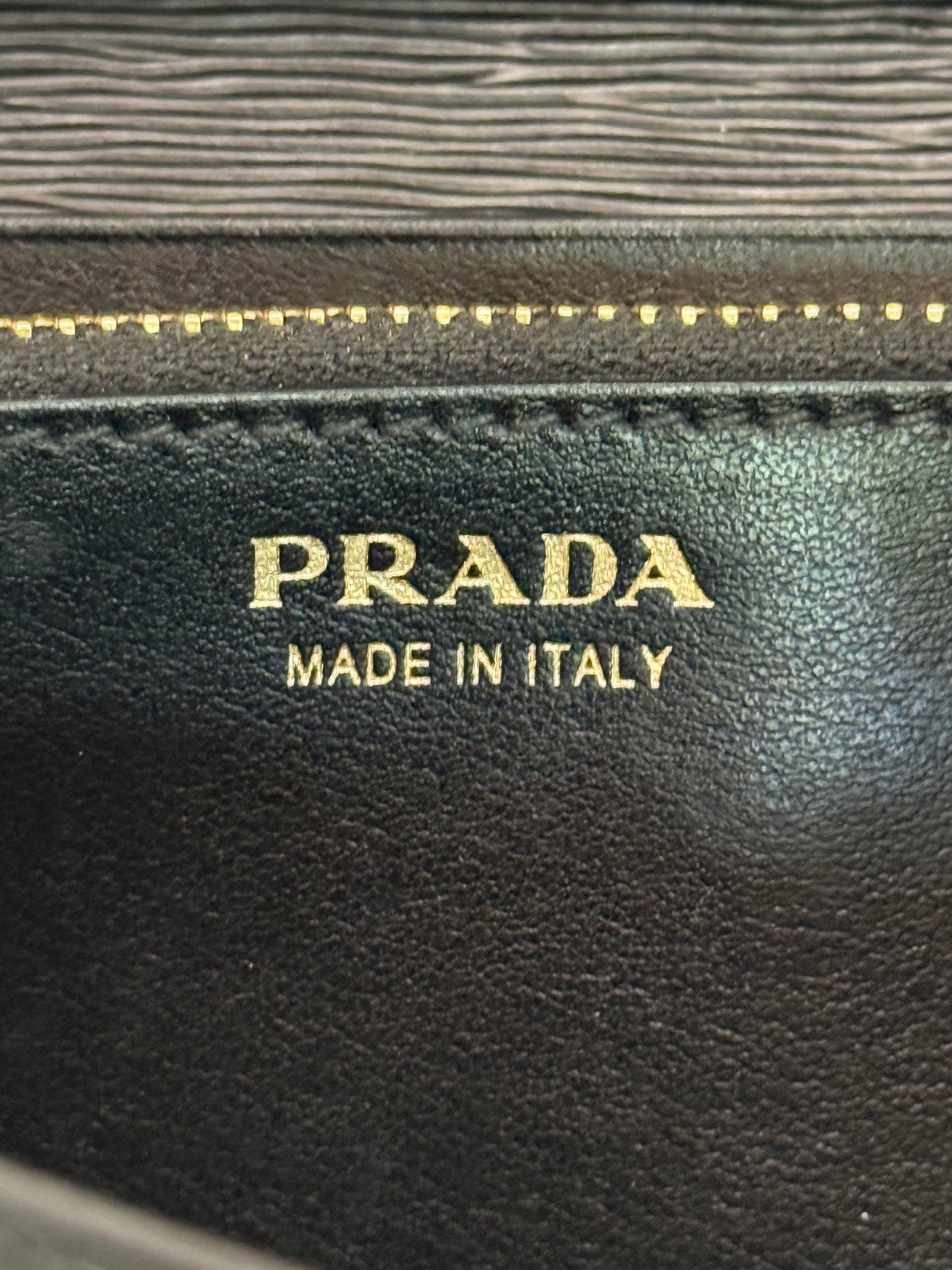 Prada Wallet on Chain Black Vitello Move Leather Clutch 1MT290