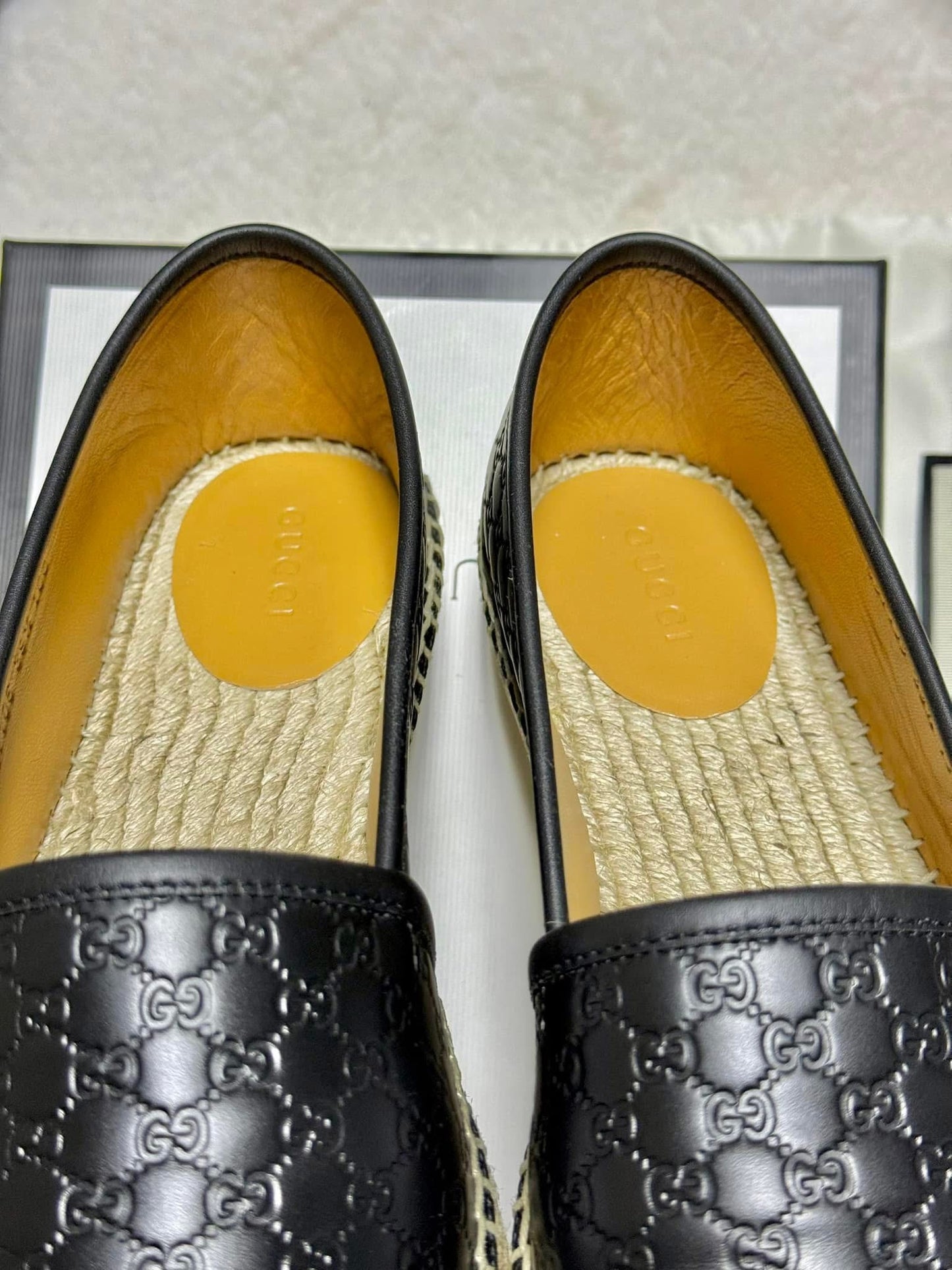 Gucci 567106 Microguccissima Black Leather Espadrilles Size 39.5