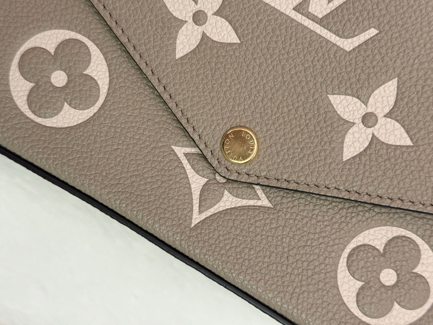 Louis Vuitton Felicie Pochette Giant Mono Empreinte Bicolor Dove Cream