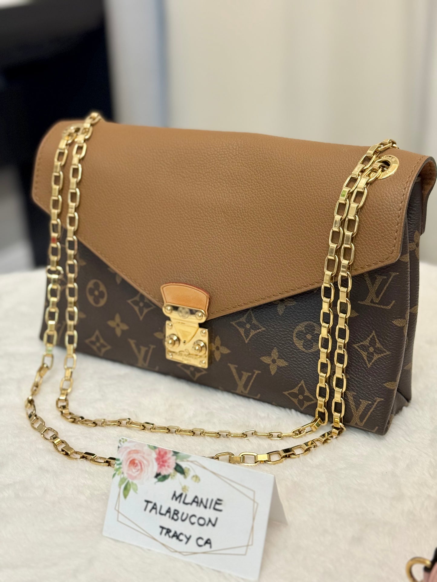 Louis Vuitton Pallas Chain Mono with Havane Leather