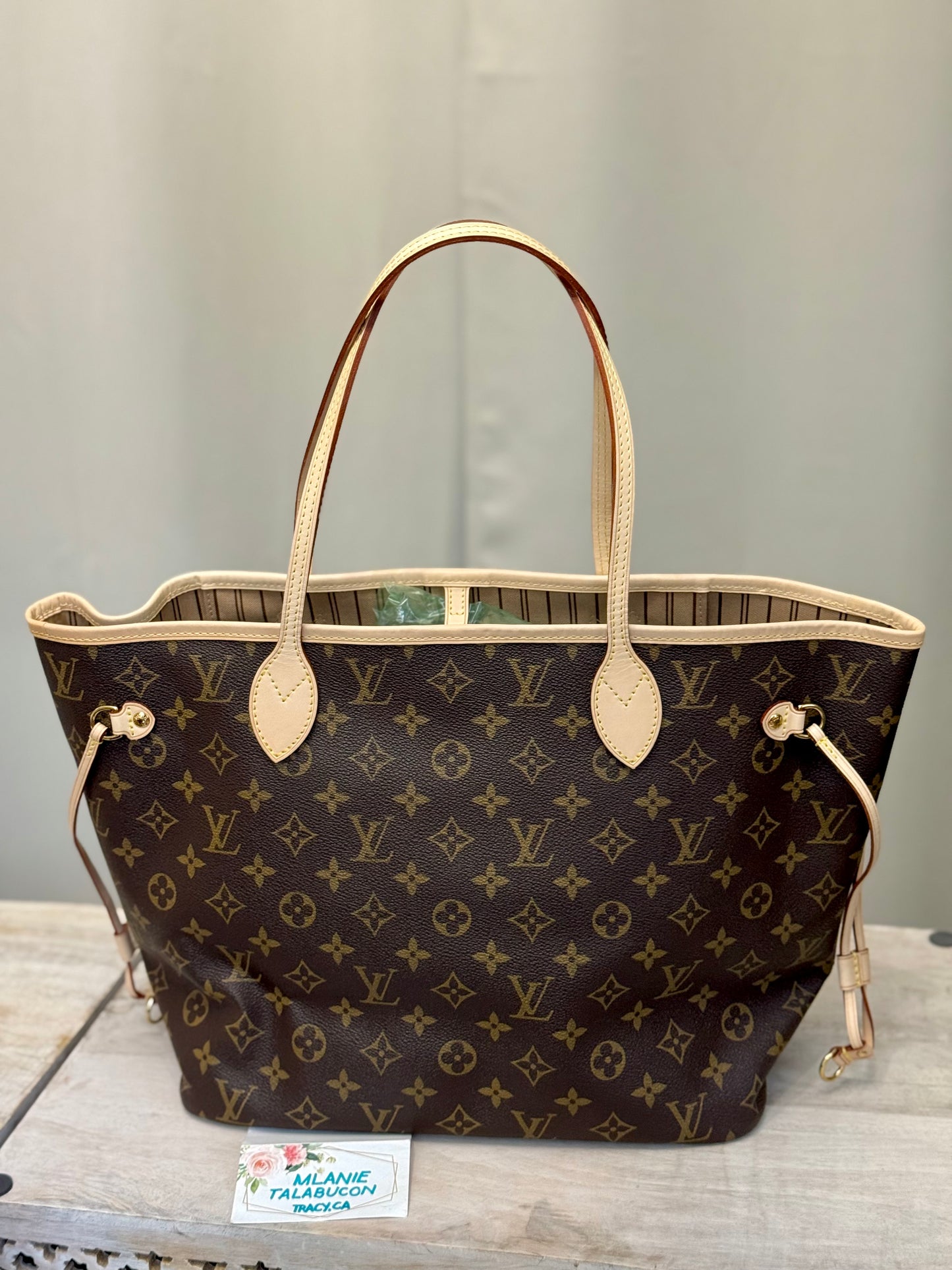 Louis Vuitton Neverfull MM Mono Beige Bag Only