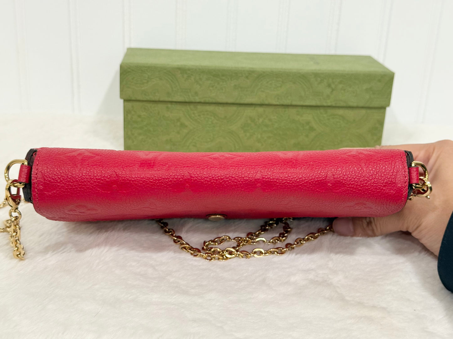 Louis Vuitton Felicie Pochette Mono Empreinte Scarlet Red