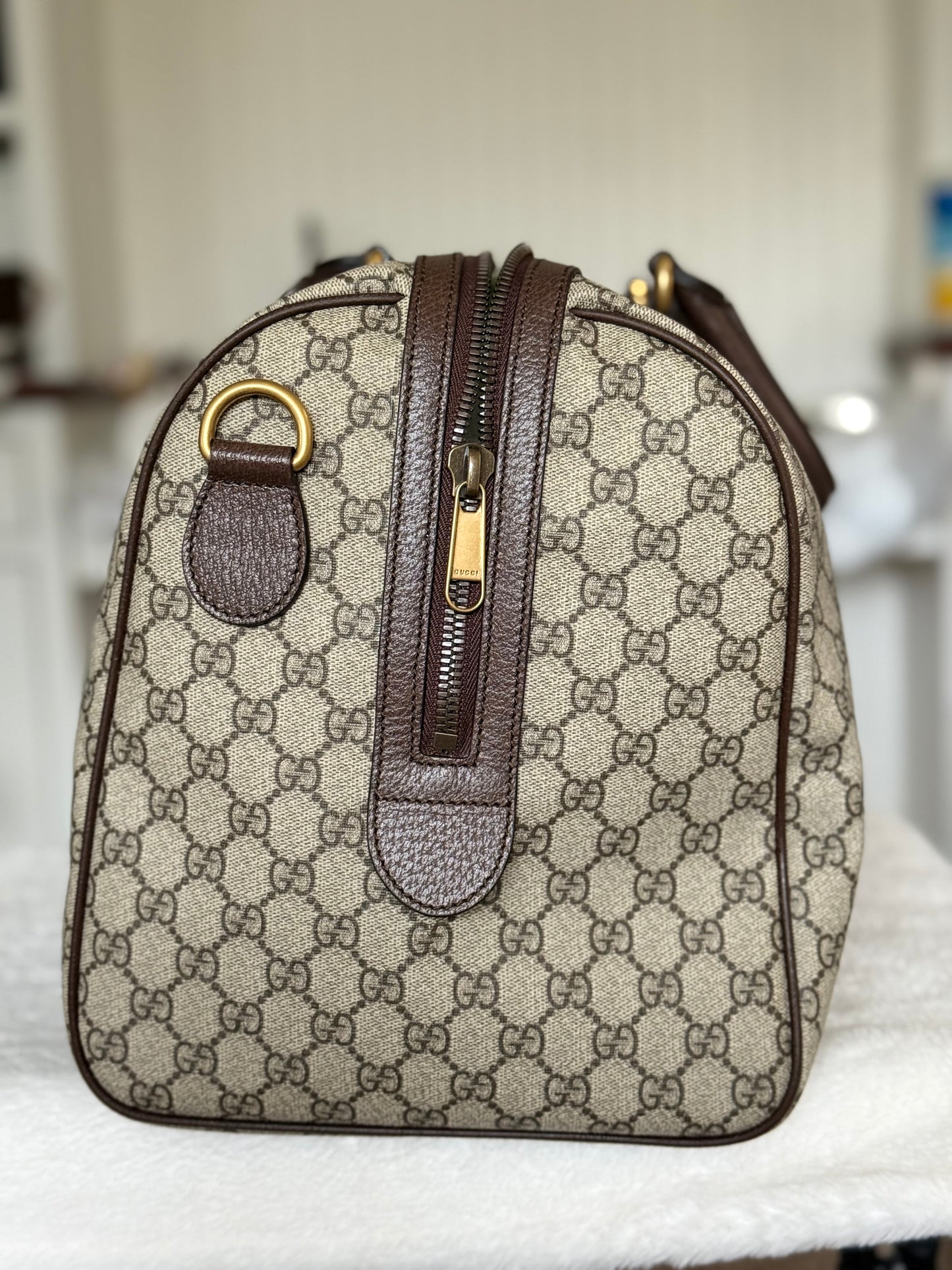 Gucci Ophidia GG Carry-On Supreme Beige Canvas Duffel/Luggage