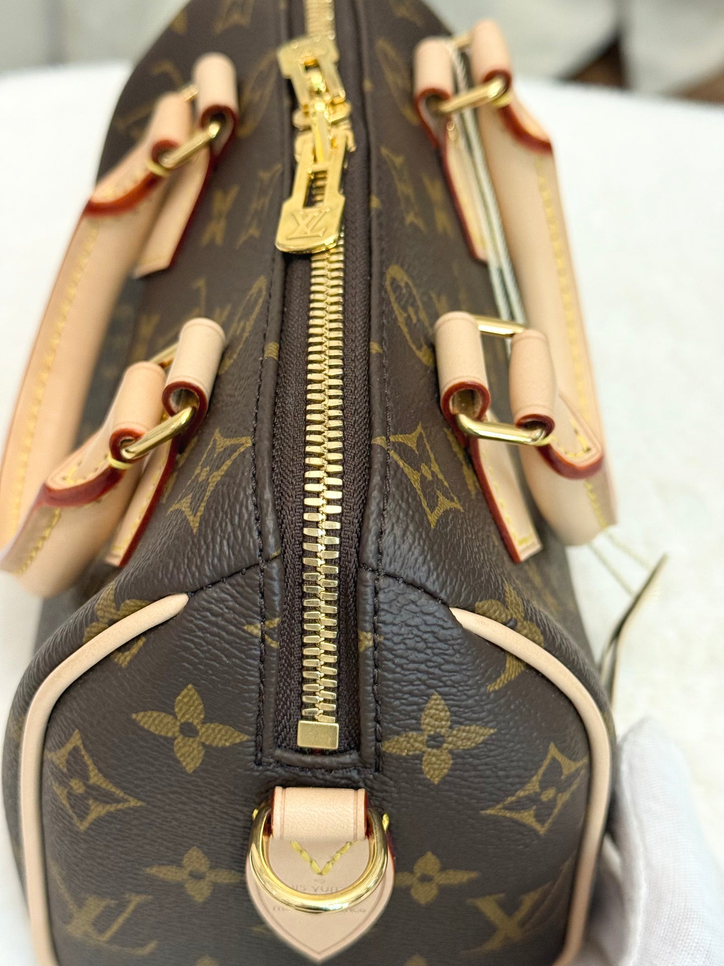 Louis Vuitton Speedy Bandouliere 20 Mono with Black/Pink Adjustable Strap
