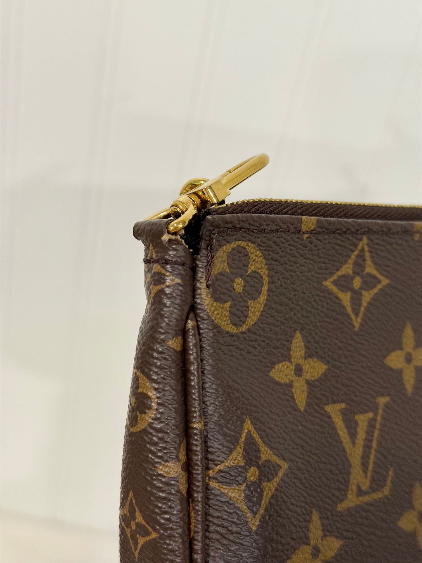 Louis Vuitton Multi Pochette Mono with Pink/Rose Adjustable Jacquard Strap