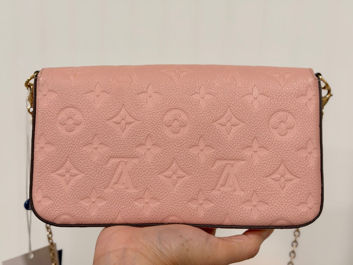 Louis Vuitton Felicie Pochette Empreinte Rose Poudre with Inserts