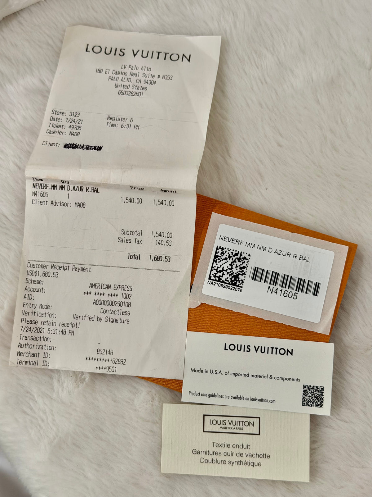 Louis Vuitton Neverfull MM Damier Azur Rose Ballerine