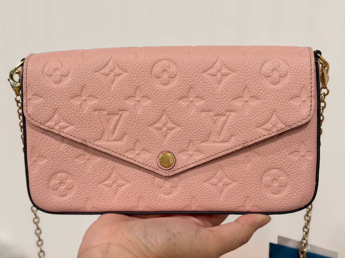 Louis Vuitton Felicie Pochette Empreinte Rose Poudre with Inserts