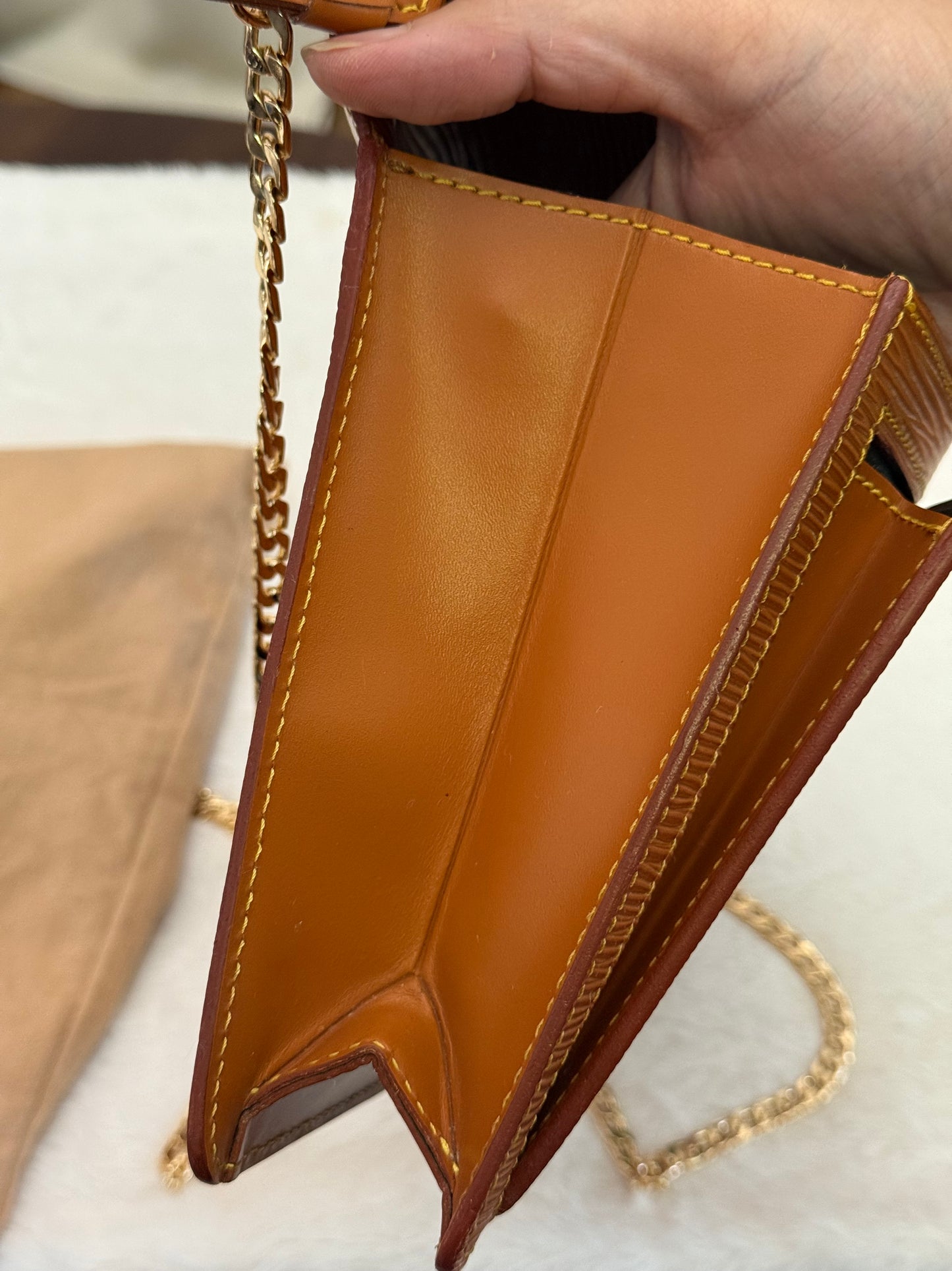 Louis Vuitton Sellier Dragonne Epi Clutch/Pochette Light Brown