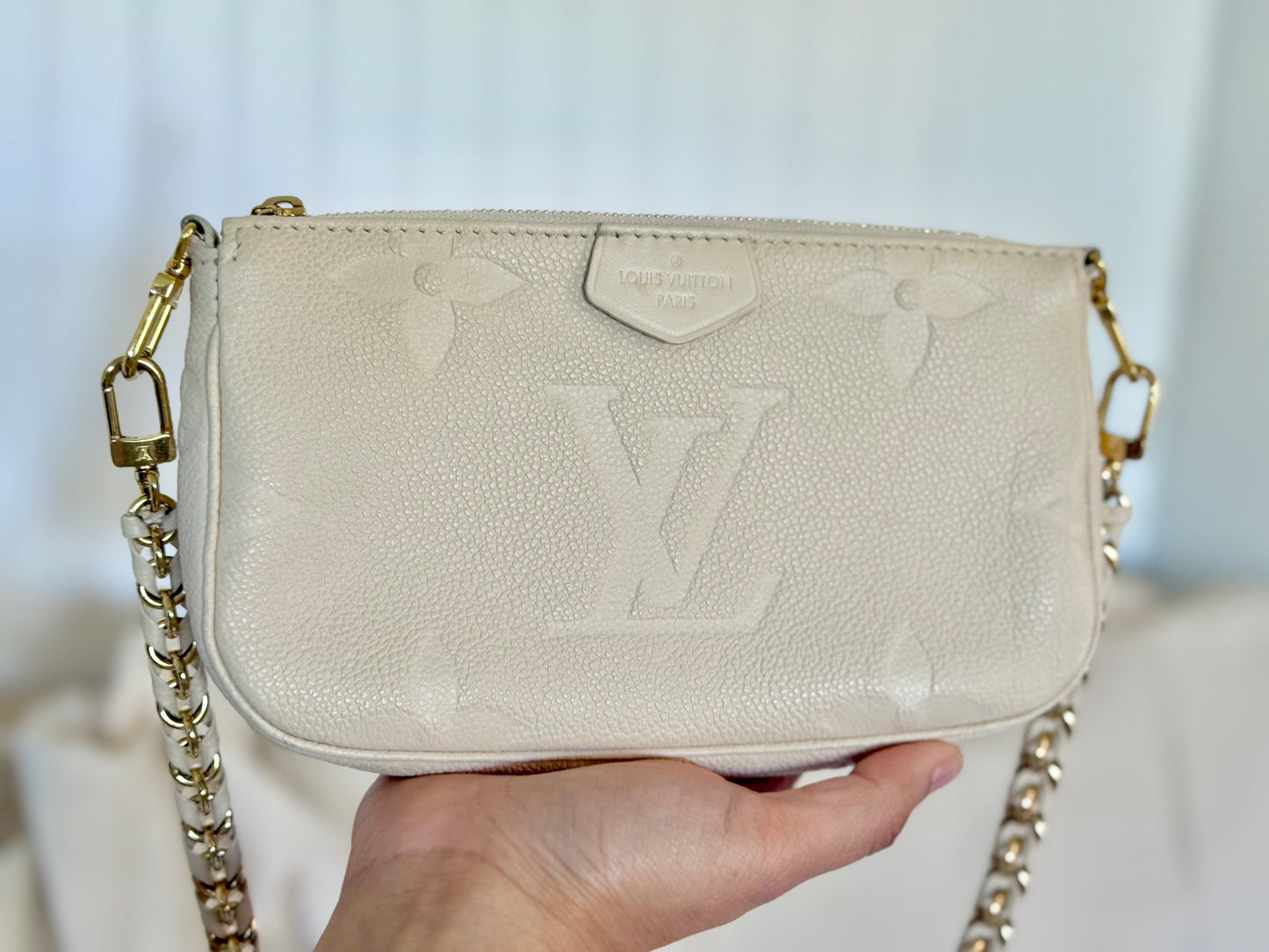 Louis Vuitton Small Pochette Giant Empreinte Cream from MPA