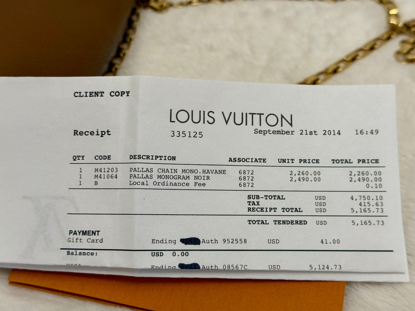 Louis Vuitton Pallas Chain Mono with Havane Leather