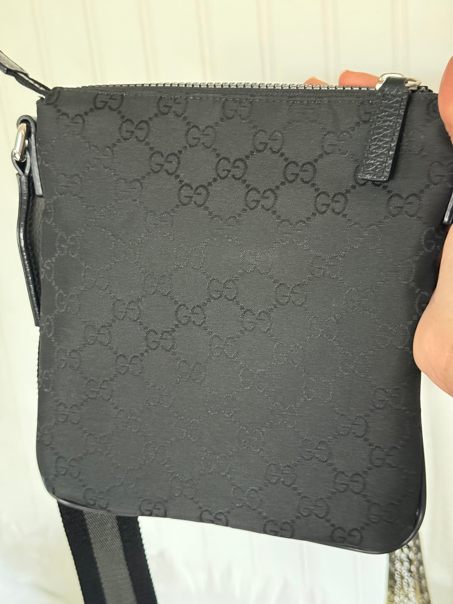 Gucci Nylon GG Canvas Messenger Bag Black 449183