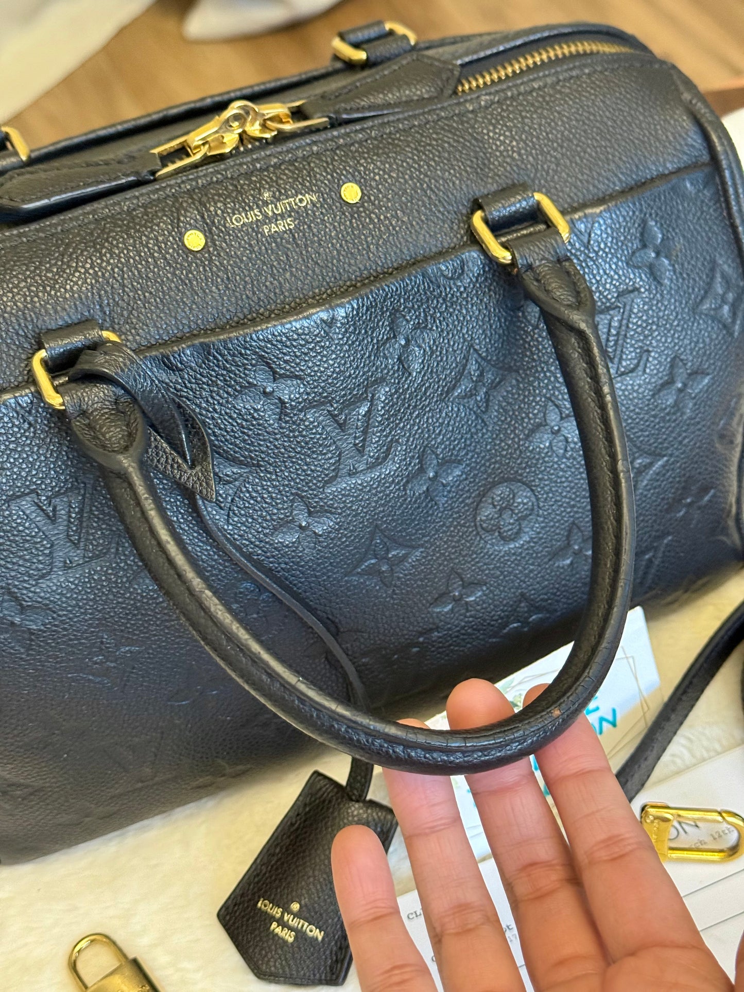 Louis Vuitton Speedy 25 Bandouliere Mono Empreinte Black/Noir
