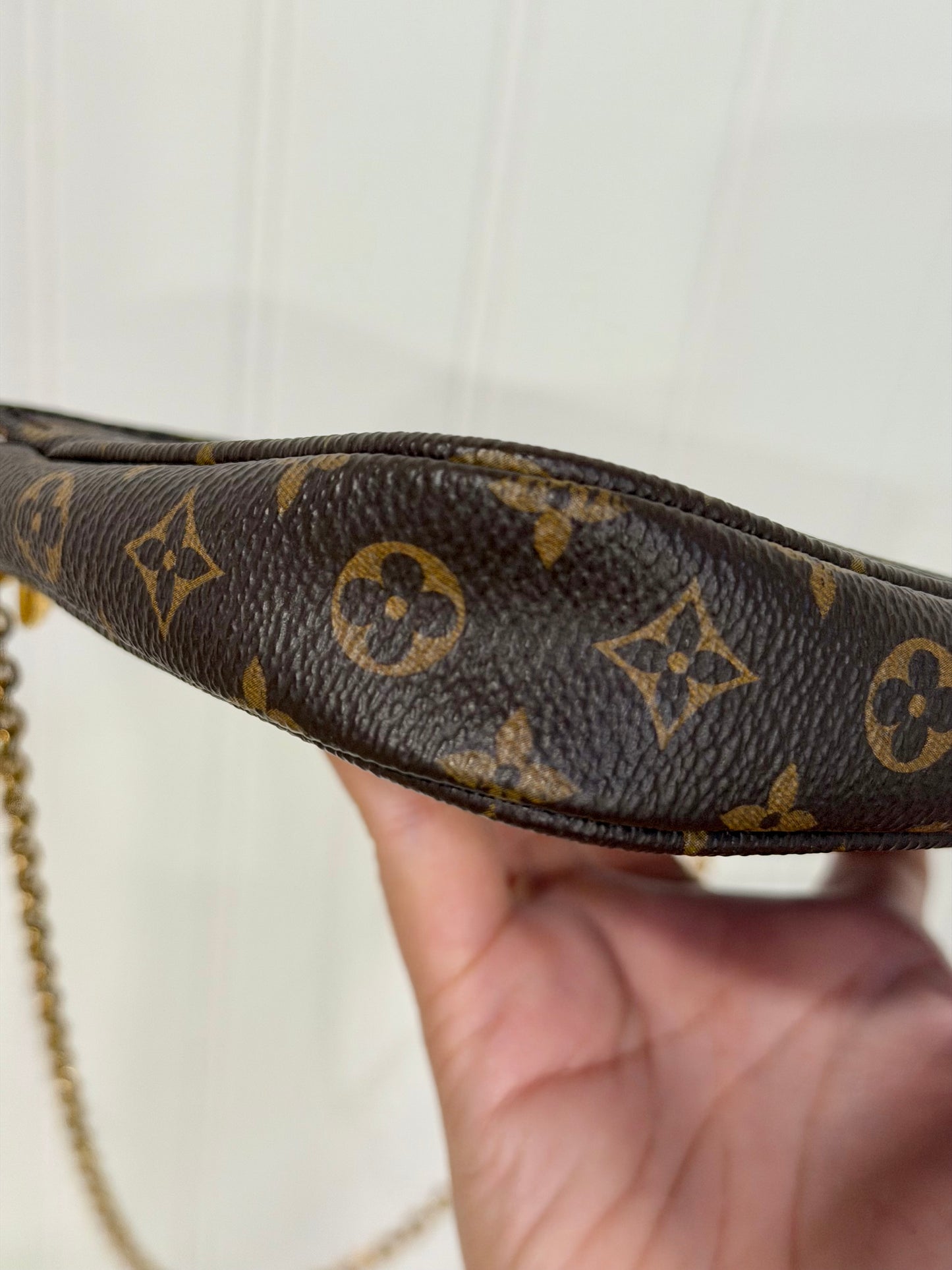 Louis Vuitton Multi Pochette Mono with Pink/Rose Adjustable Jacquard Strap