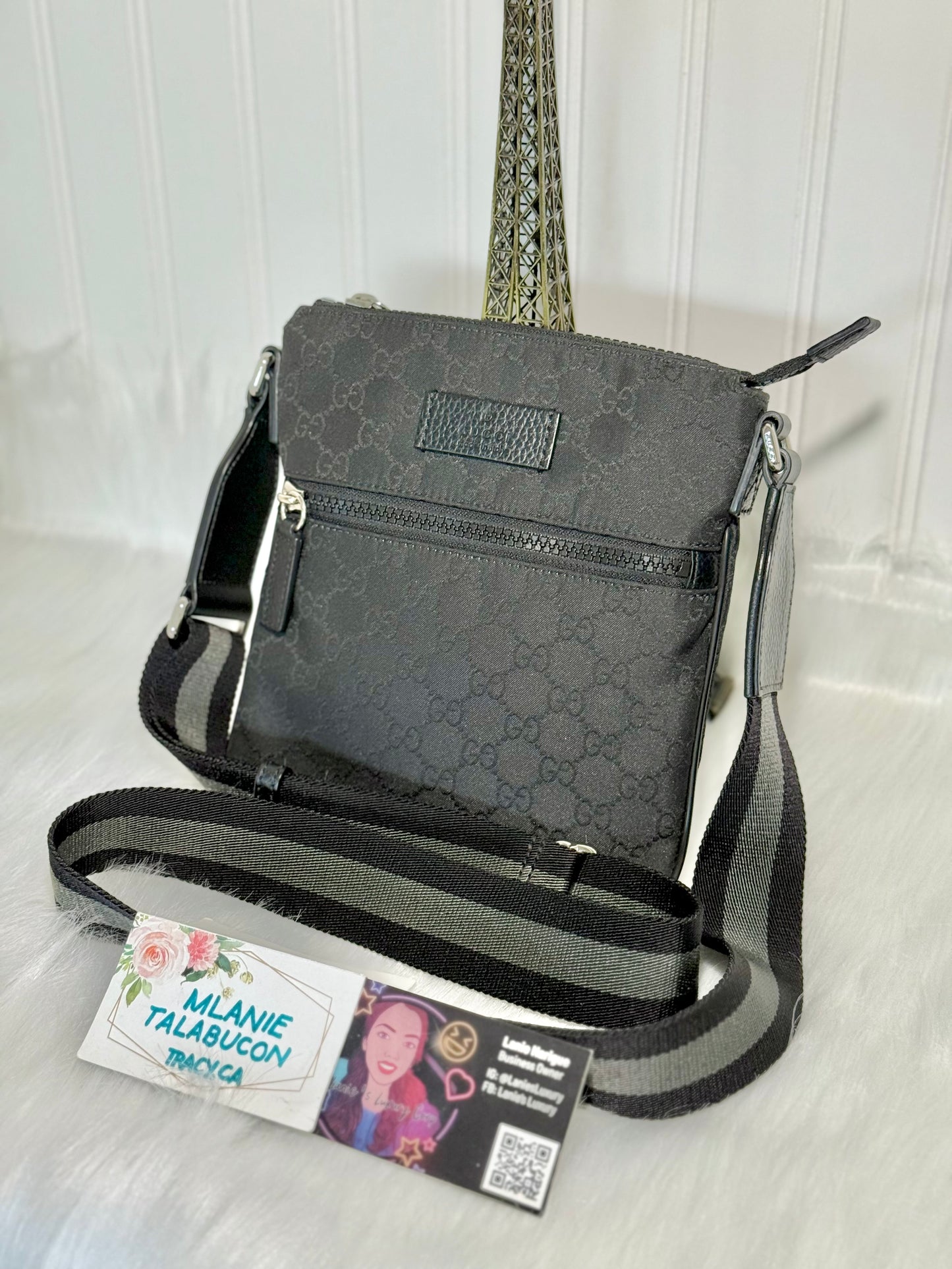 Gucci Nylon GG Canvas Messenger Bag Black 449183
