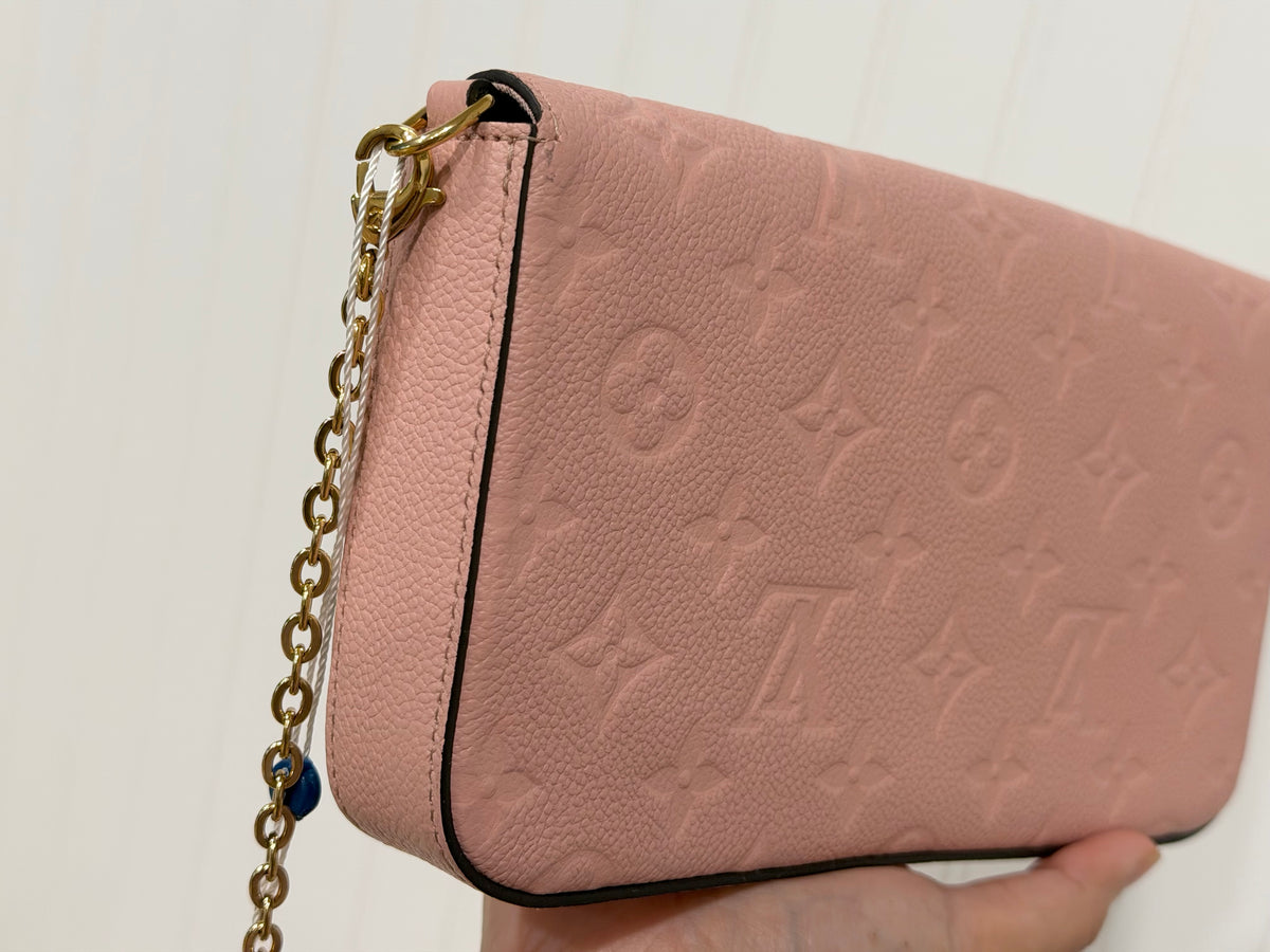 Louis Vuitton Felicie Pochette Empreinte Rose Poudre with Inserts