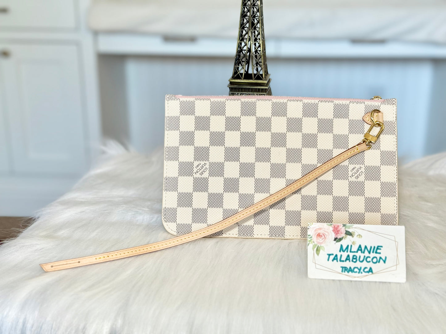 Louis Vuitton Neverfull MM/GM Damier Azur Rose Ballerine Pouch