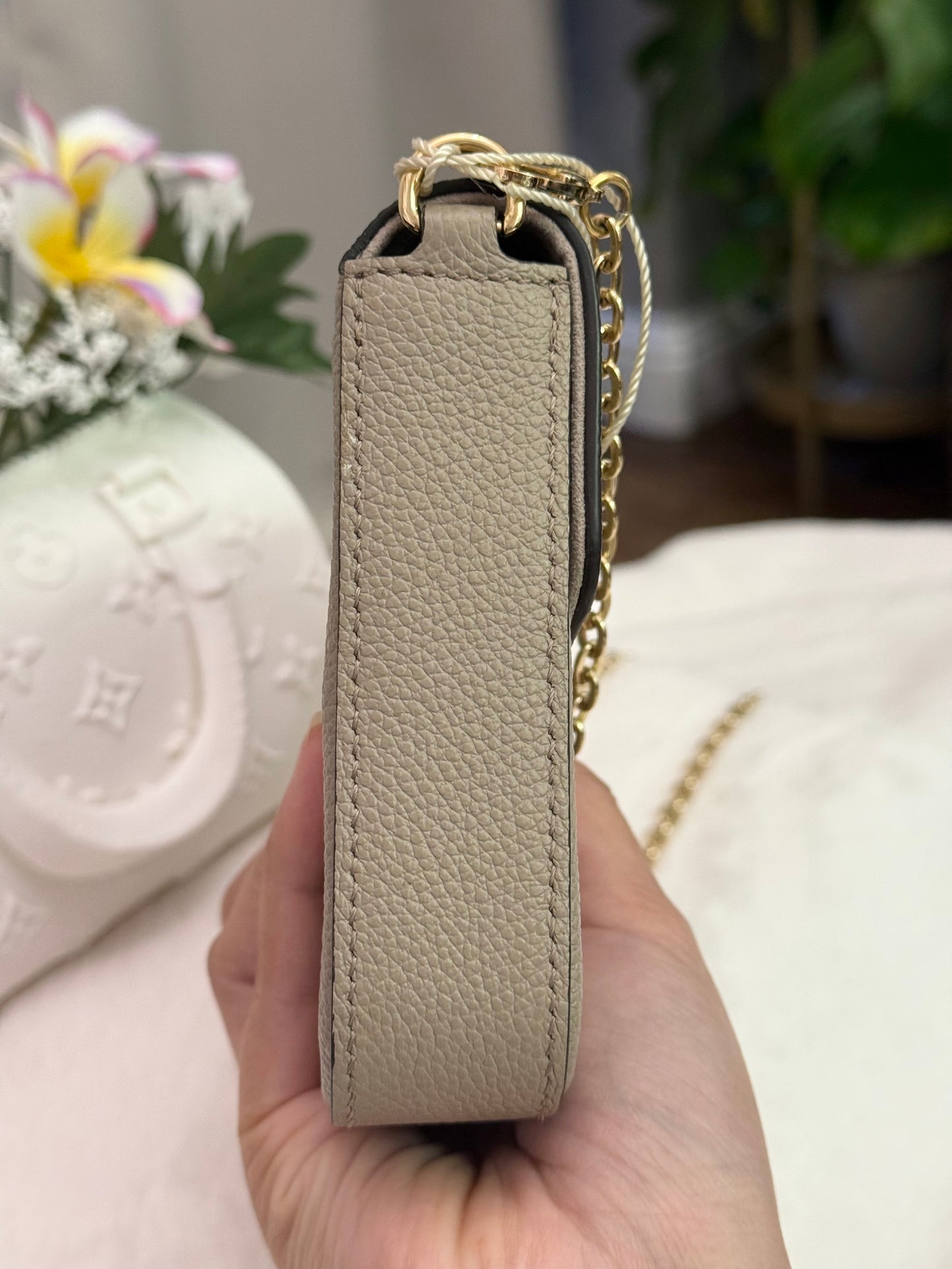 Louis Vuitton Felicie Pochette Giant Mono Empreinte Bicolor Dove Cream