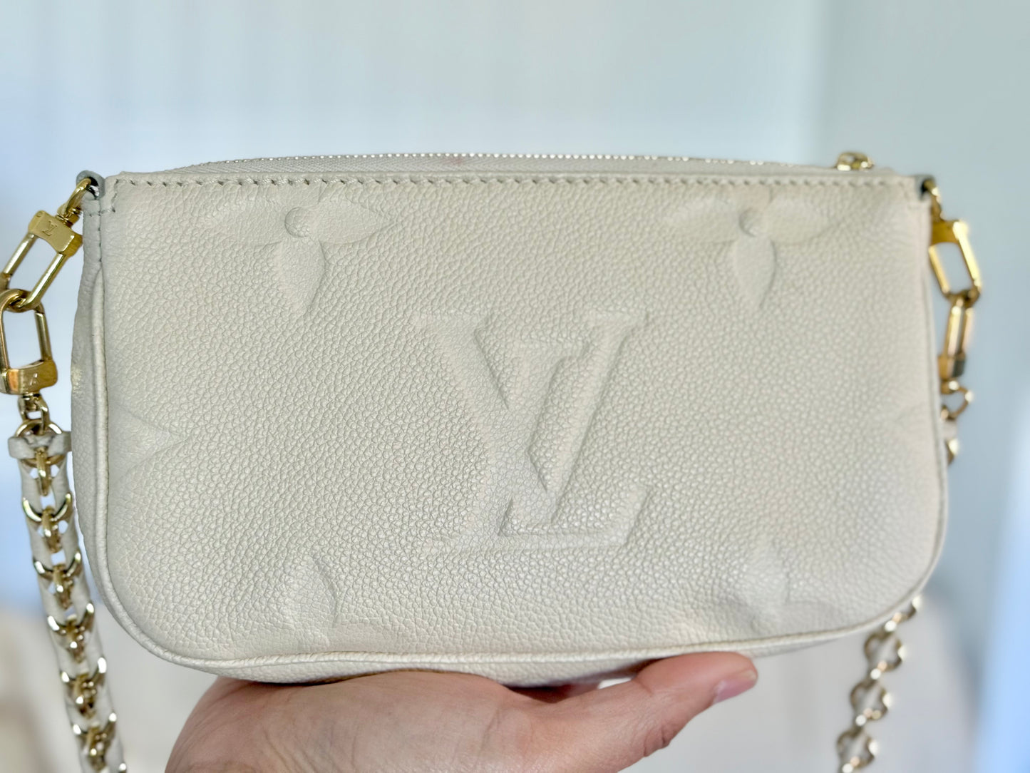 Louis Vuitton Small Pochette Giant Empreinte Cream from MPA