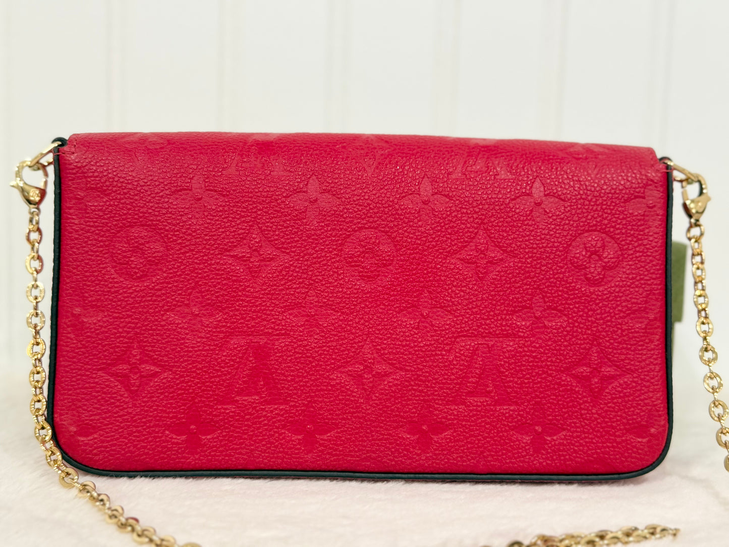 Louis Vuitton Felicie Pochette Mono Empreinte Scarlet Red