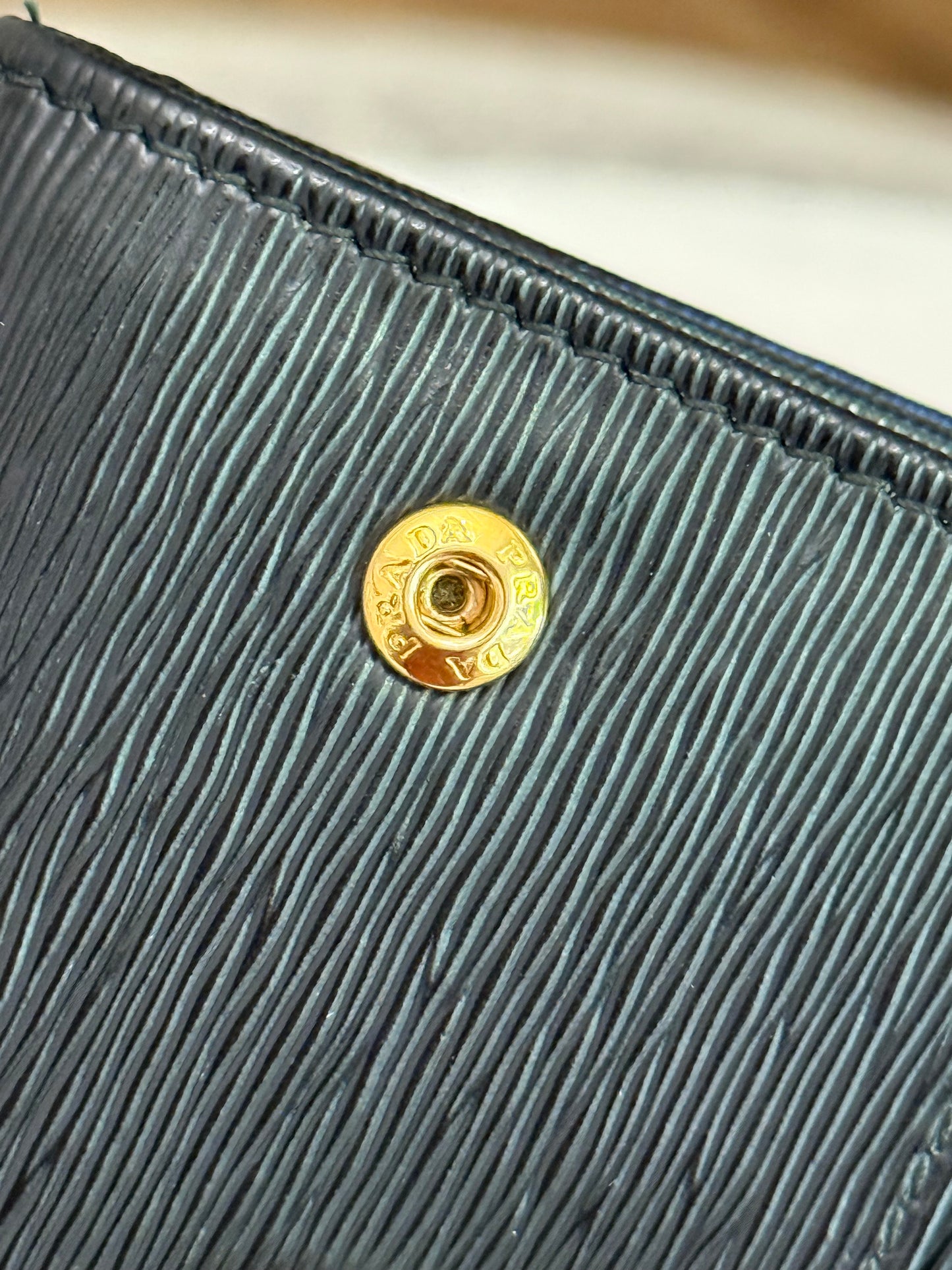 Prada Wallet on Chain Black Vitello Move Leather Clutch 1MT290