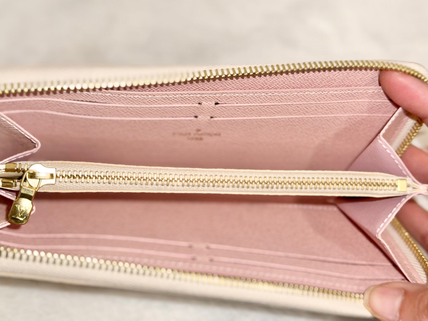 Louis Vuitton Clemence Damier Azur Rose Ballerine Wallet
