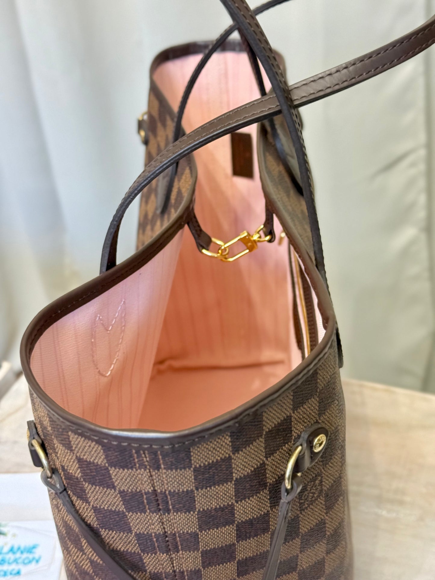 Louis Vuitton Neverfull MM Damier Ebene Rose Ballerine