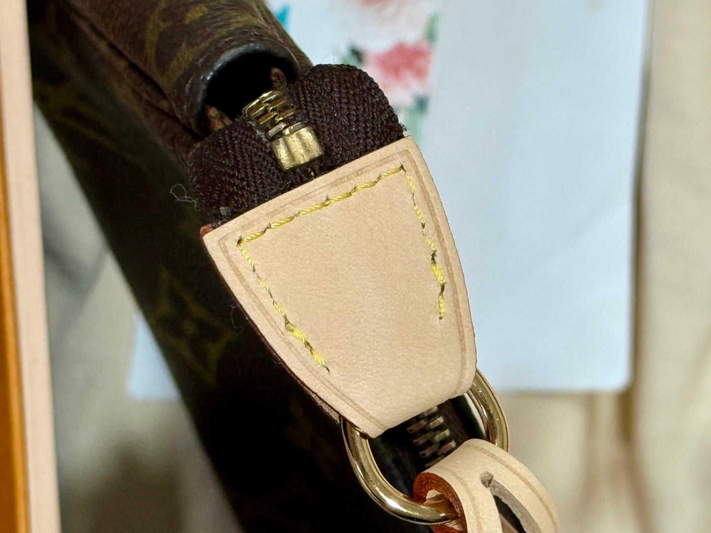 Louis Vuitton Pochette Accessoires Old Model Mono with new Leather and D-Rings
