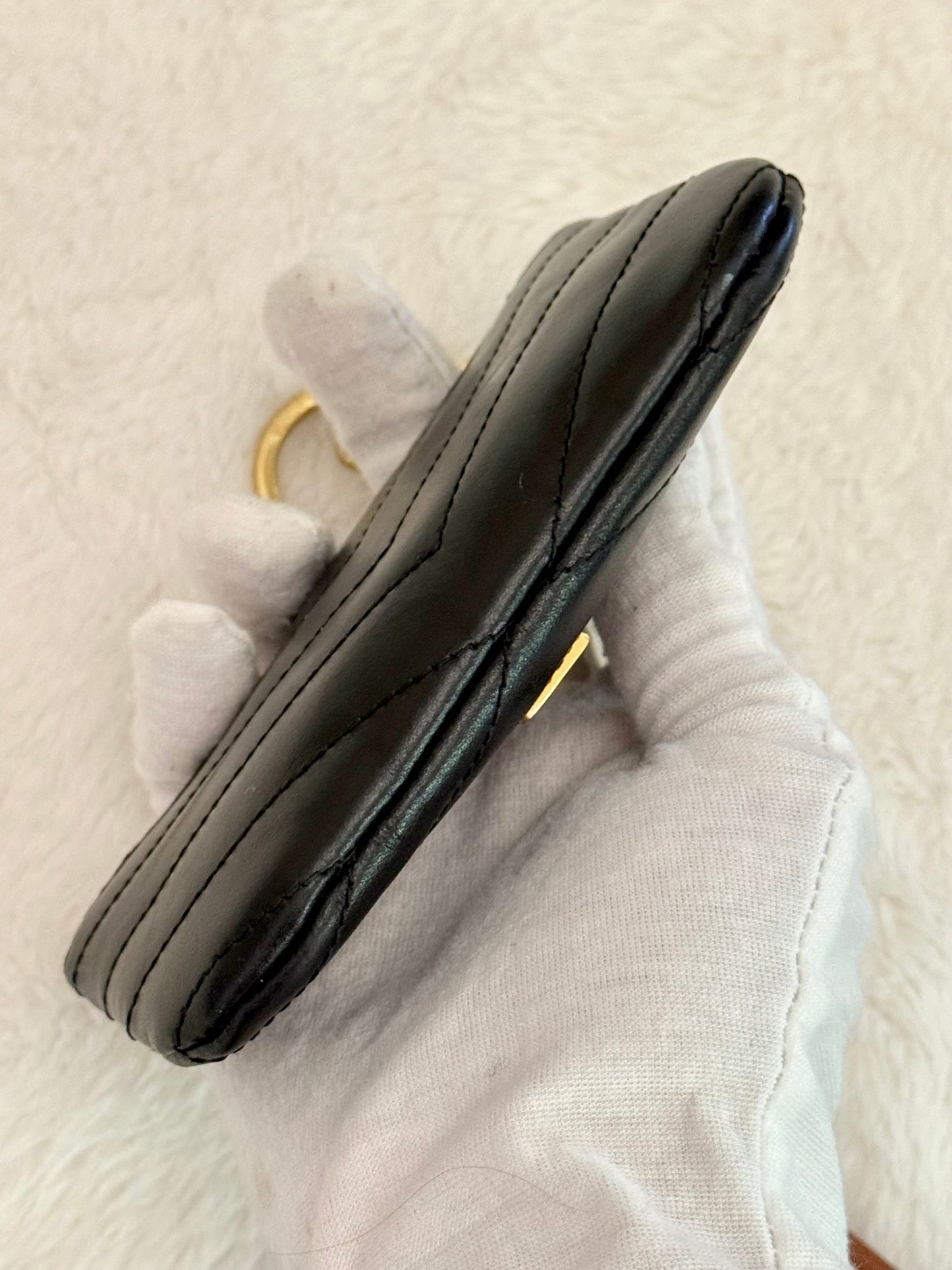 Saint Laurent YSL Cassandre Matelasse Black Padded Key Pouch