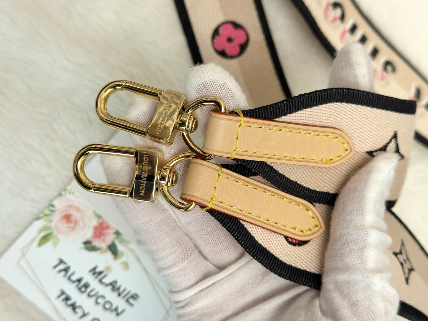 Louis Vuitton Speedy Bandouliere 20 Mono with Black/Pink Adjustable Strap