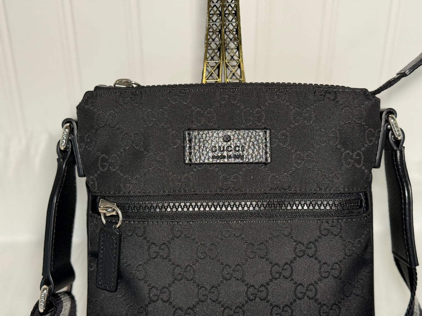 Gucci Nylon GG Canvas Messenger Bag Black 449183