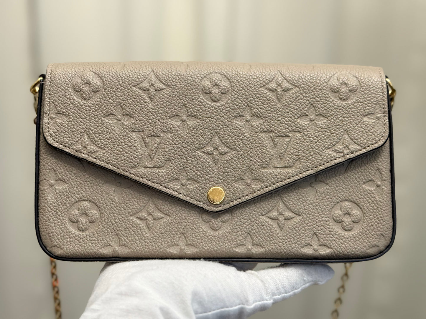 Louis Vuitton Felicie Pochette Empreinte Turtledove Full Set