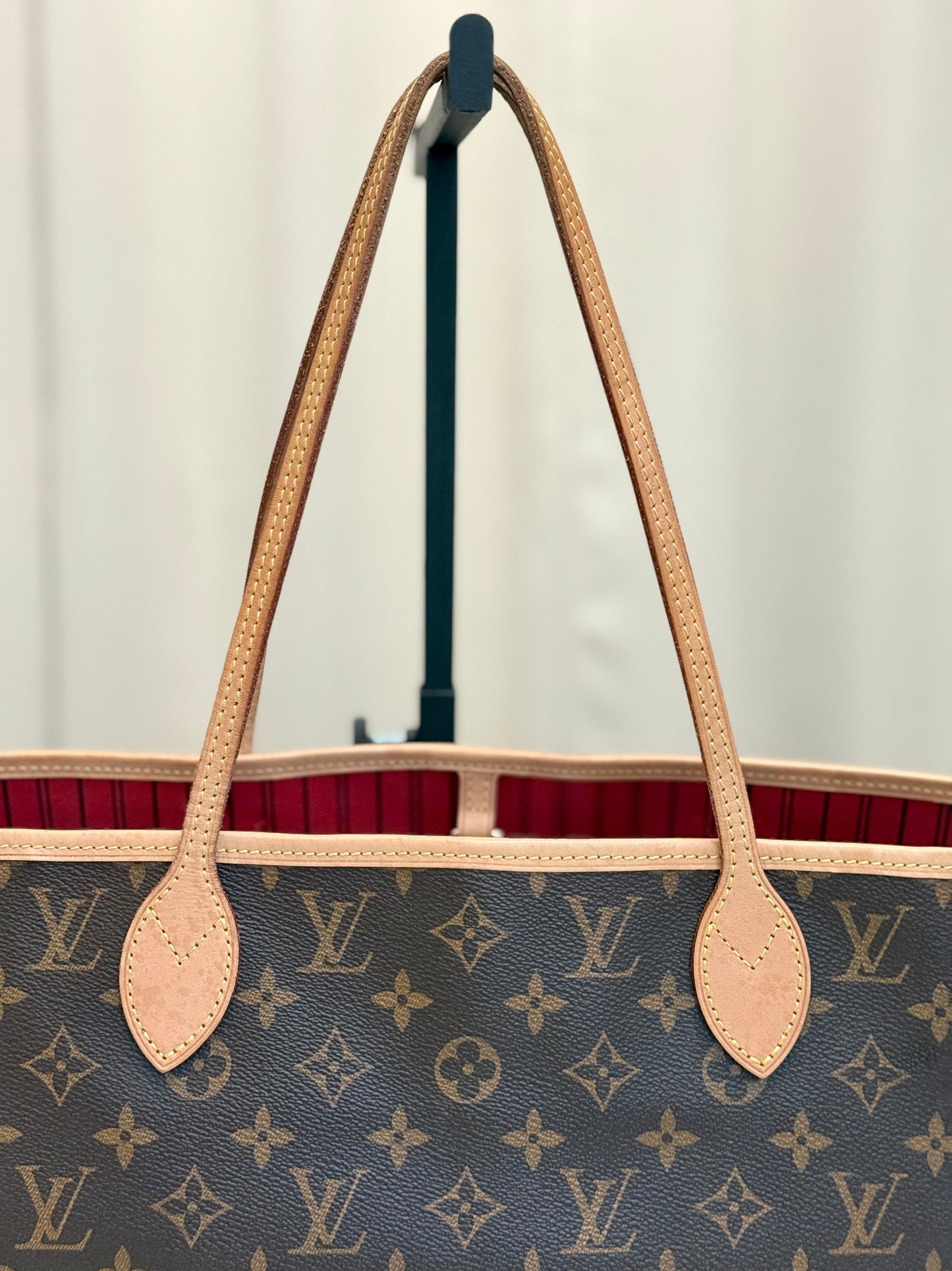 Louis Vuitton Neverfull MM Mono Cherry Bag and Pouch