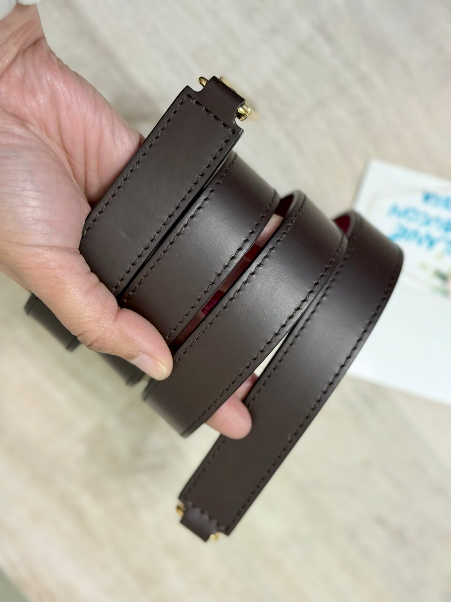 Louis Vuitton Bond Street Reversible Brown/Bordeaux Leather Non Adjustable Strap