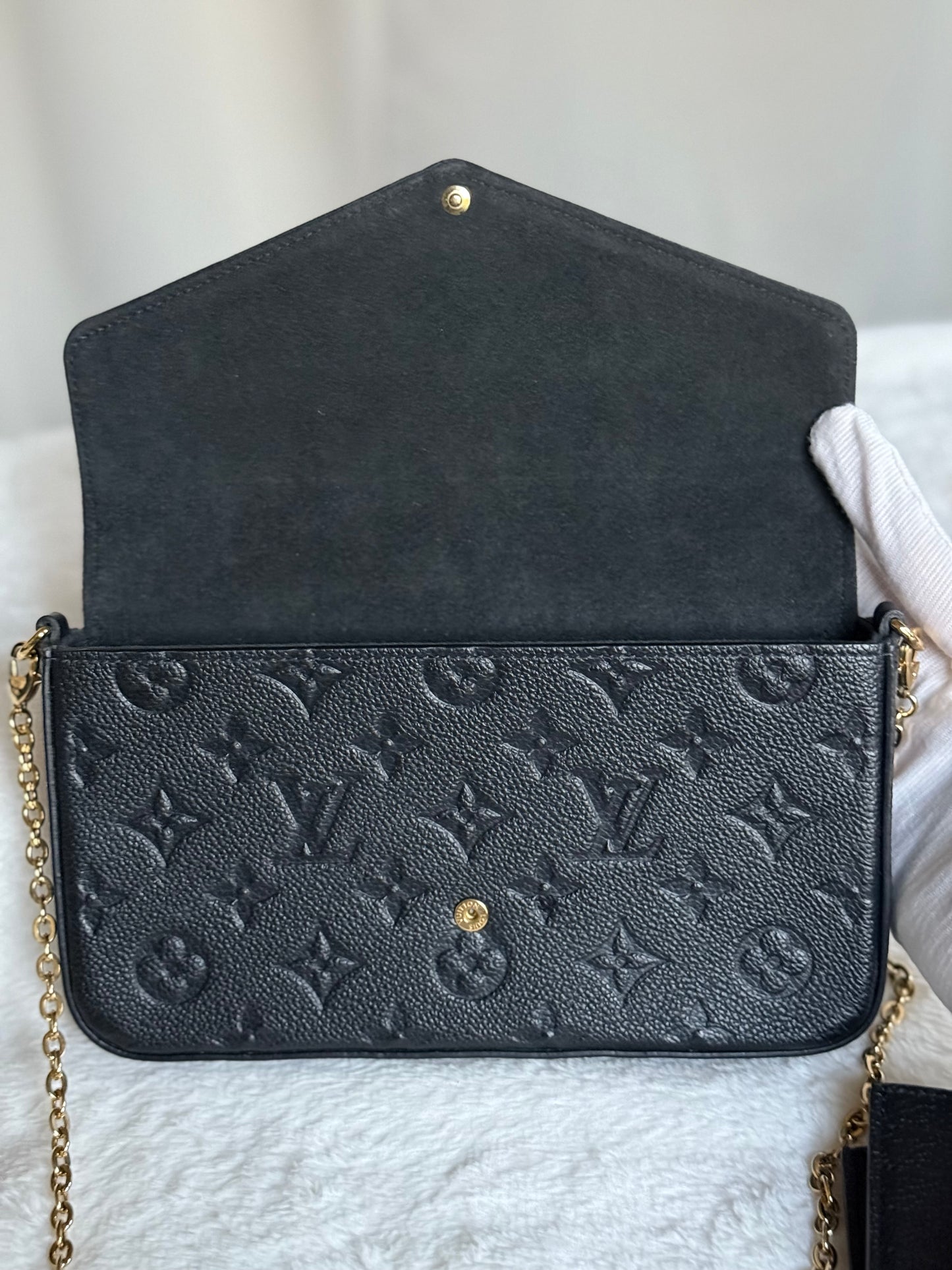 Louis Vuitton Felicie Pochette in Mono Empreinte Noir/Black with Inserts