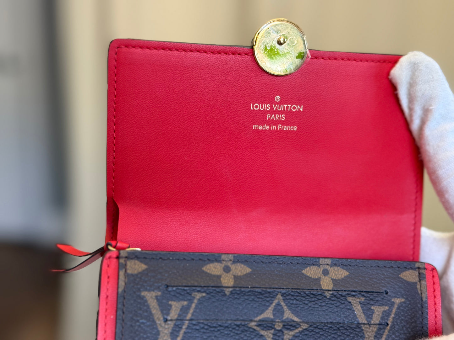 Louis Vuitton Flore Small/Compact Mono with Red Leather Wallet