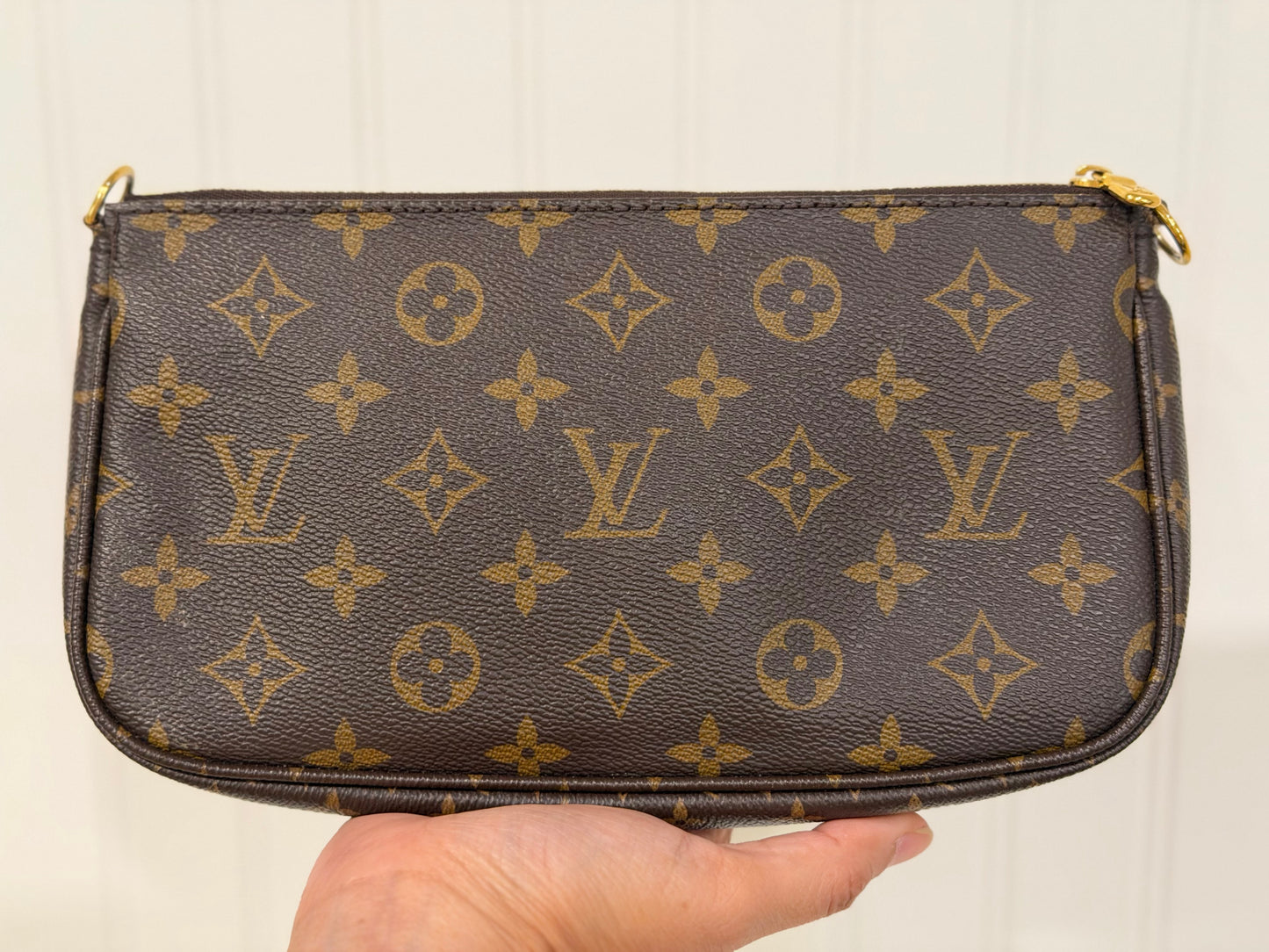Louis Vuitton Multi Pochette Mono with Pink/Rose Adjustable Jacquard Strap
