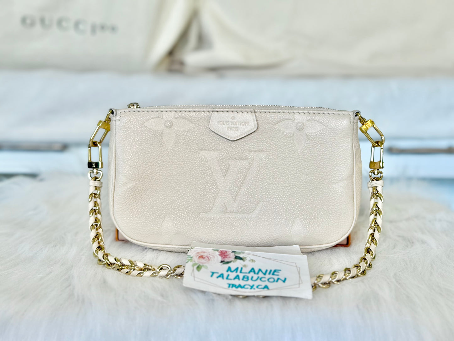 Louis Vuitton Small Pochette Giant Empreinte Cream from MPA