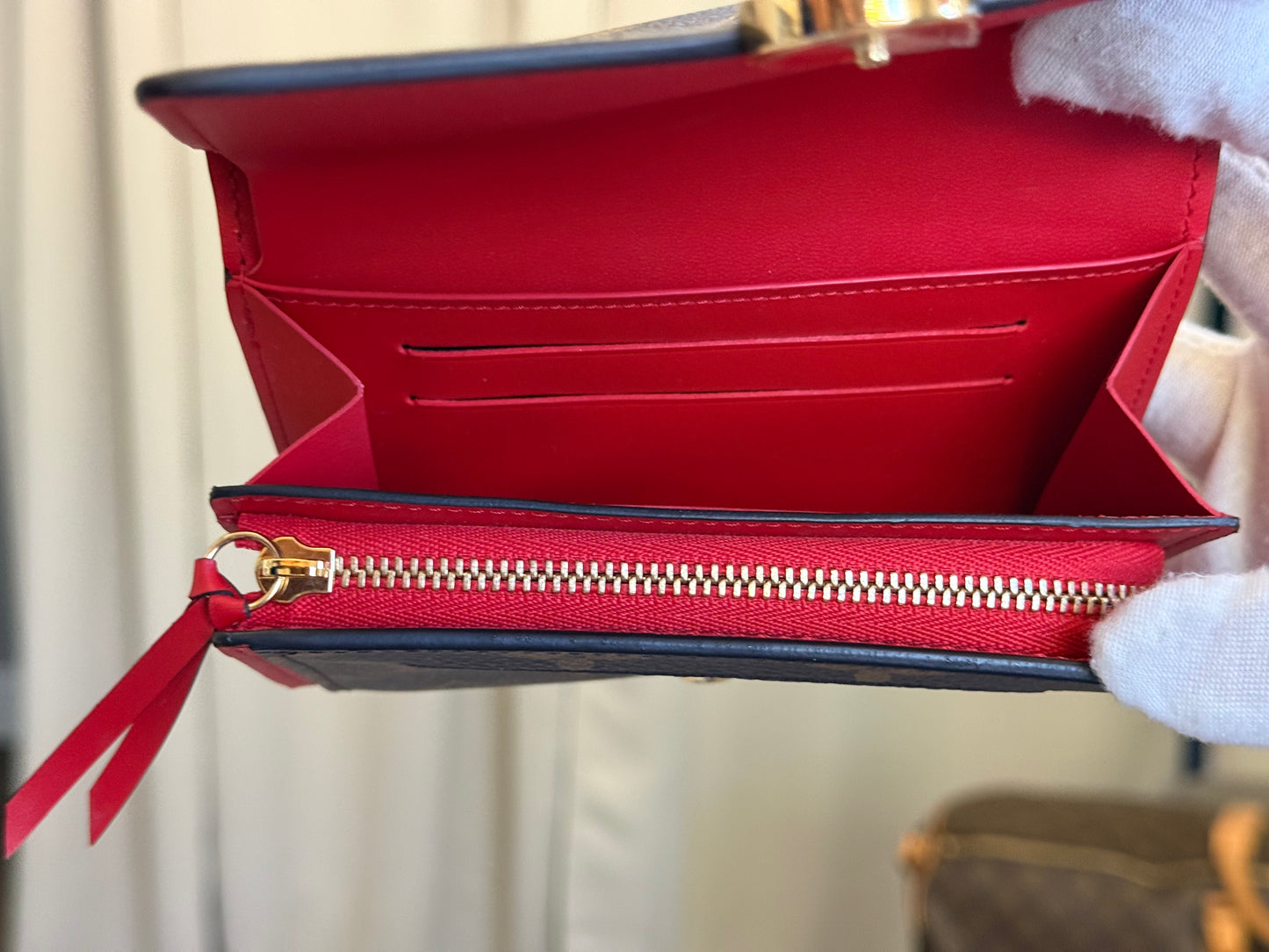 Louis Vuitton Flore Small/Compact Mono with Red Leather Wallet