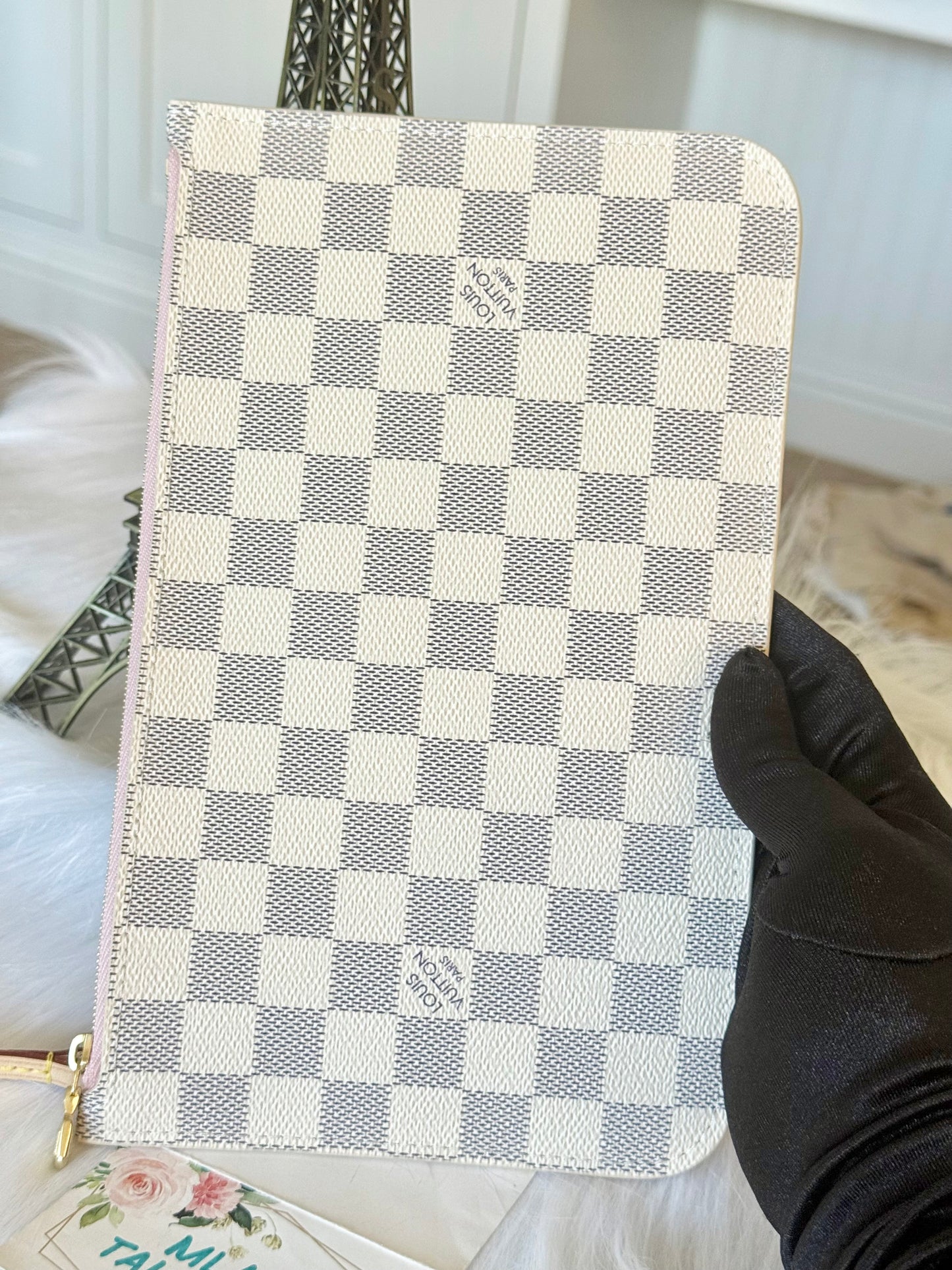 Louis Vuitton Neverfull MM/GM Damier Azur Rose Ballerine Pouch