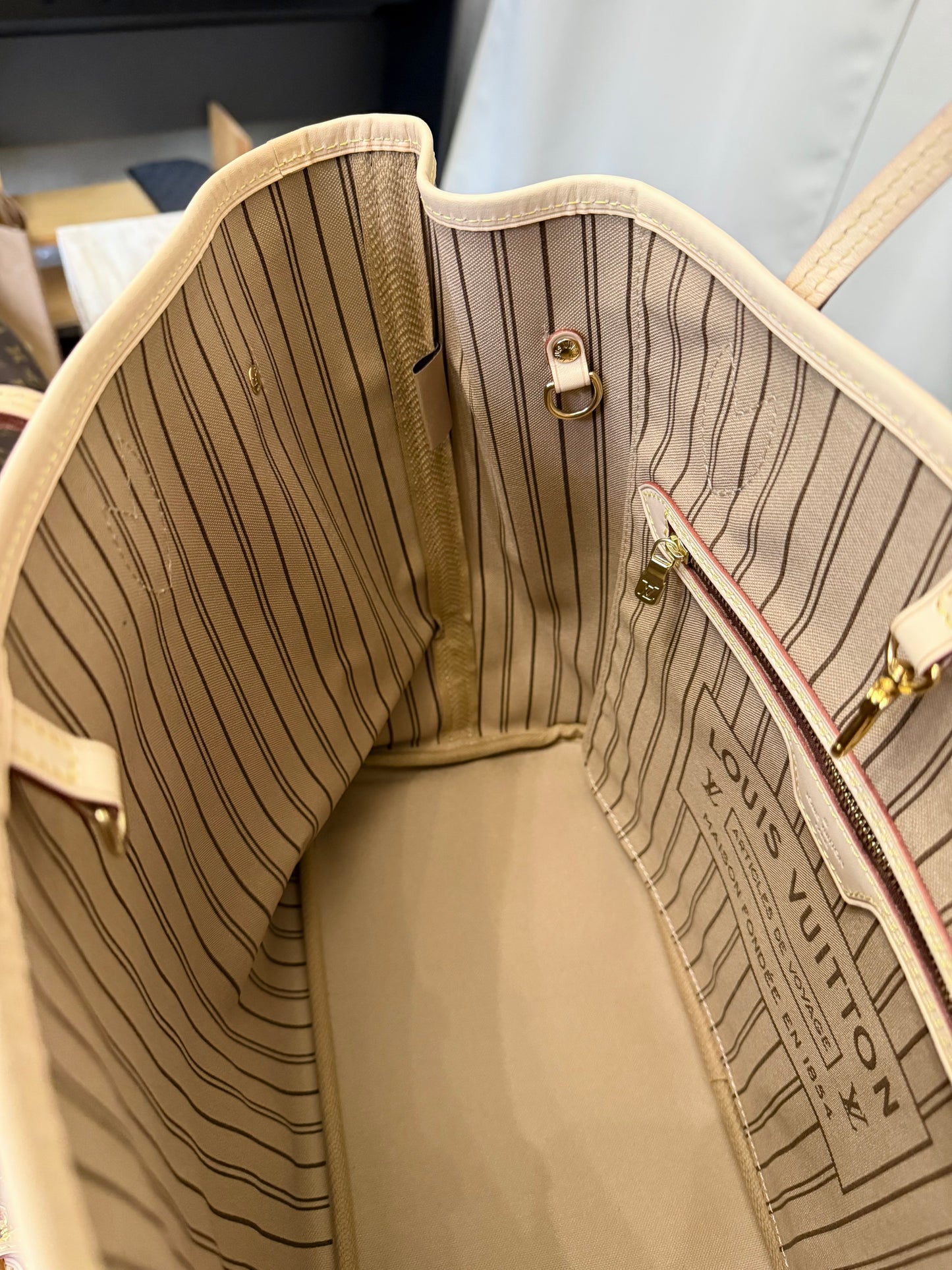 Louis Vuitton Neverfull MM Mono Beige Bag Only