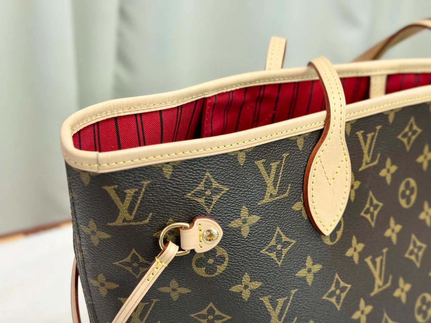 Louis Vuitton Neverfull MM Mono with Cerise Interior