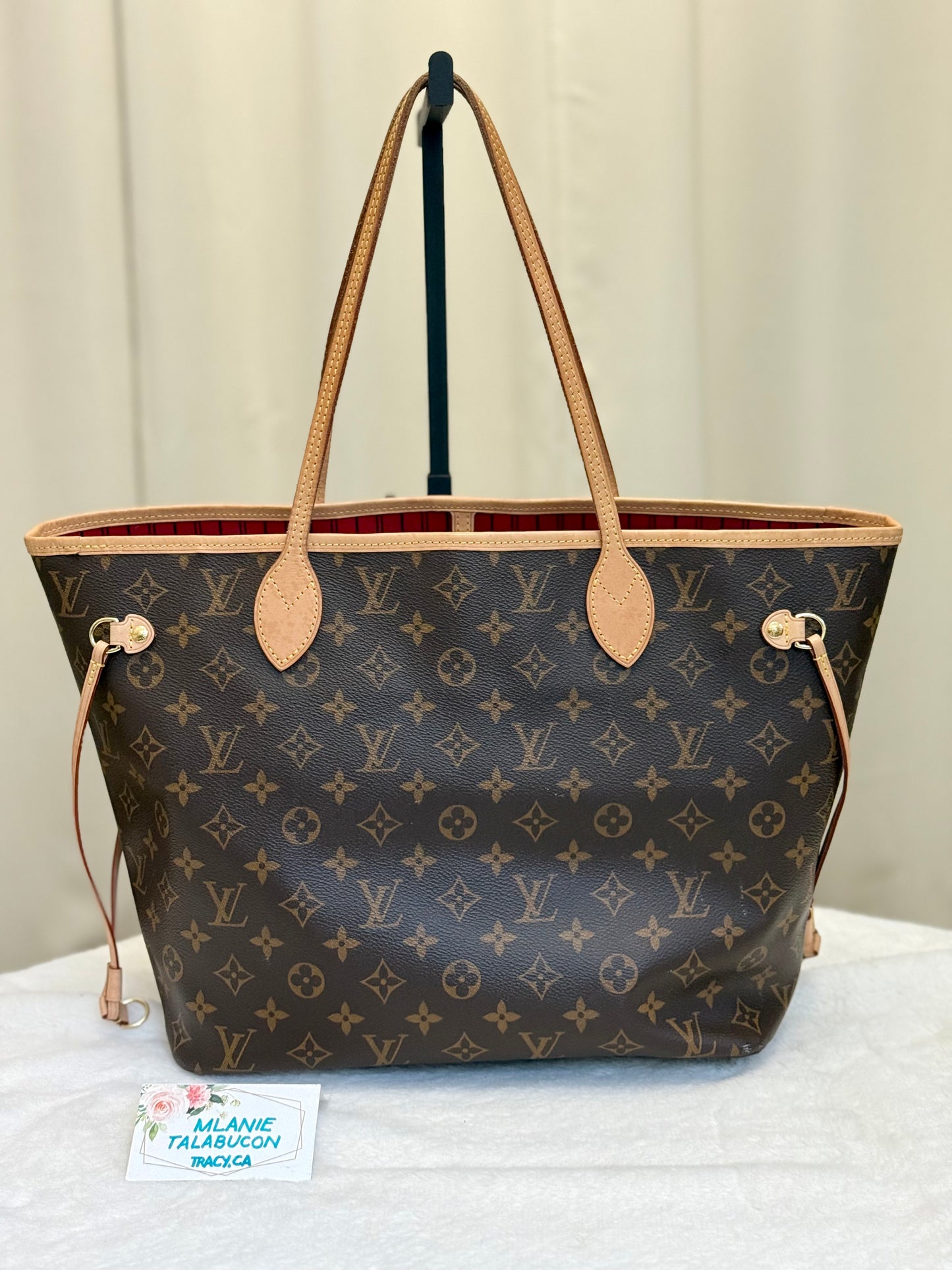 Louis Vuitton Neverfull MM Mono Cherry Bag and Pouch