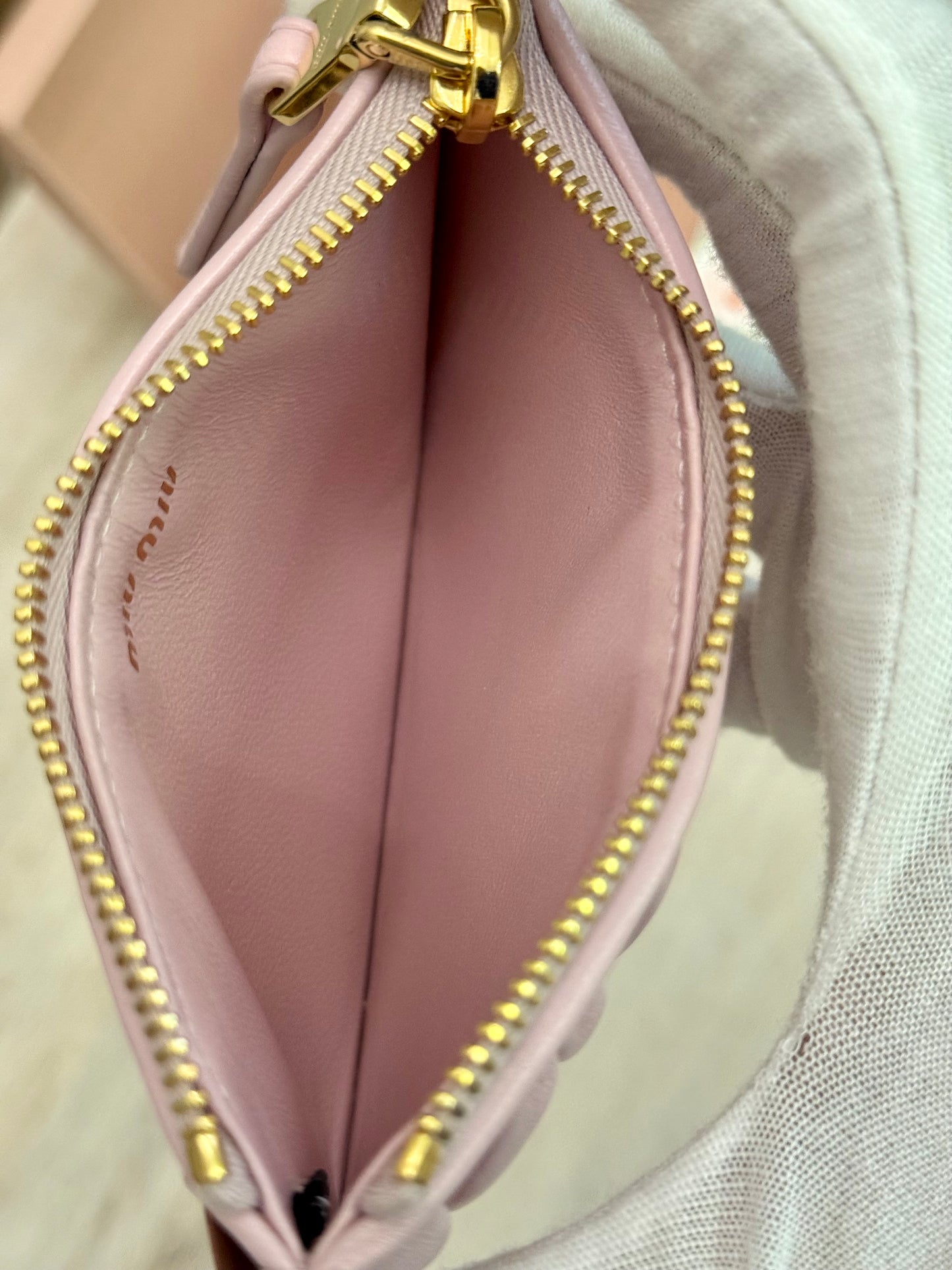 Miu Miu Matelasse Card Case Wallet in Pink