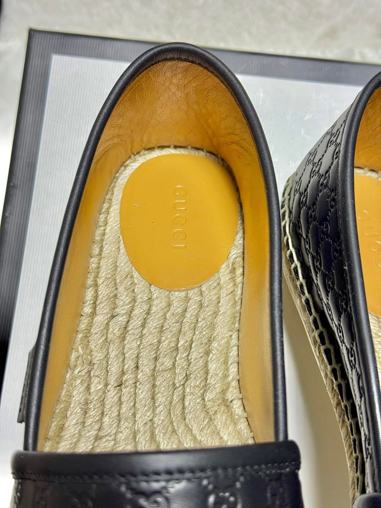 Gucci 567106 Microguccissima Black Leather Espadrilles Size 39.5